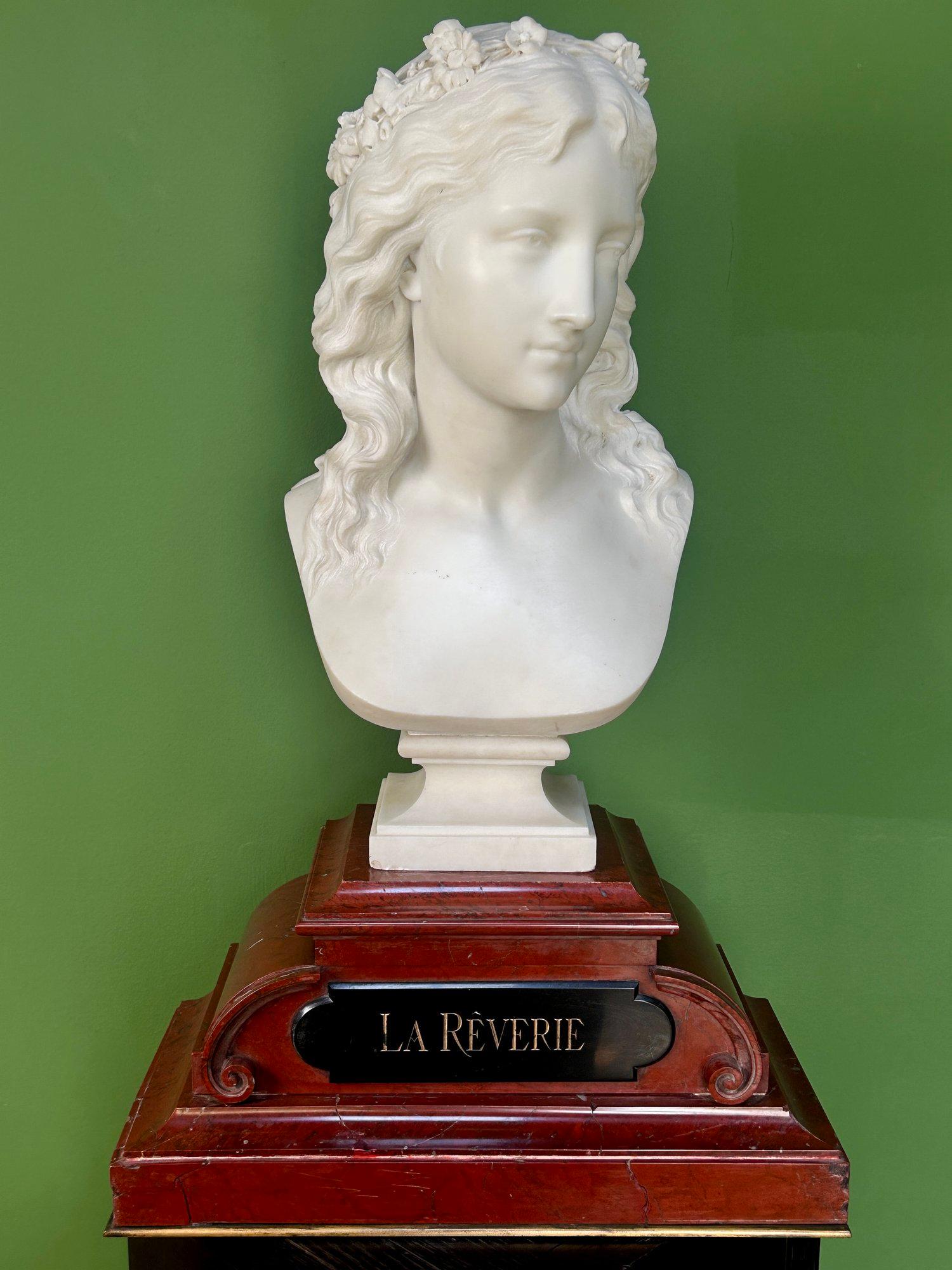 19th Century French Marble Bust of a Maiden signed by Eugene Antoine Aizelin 5