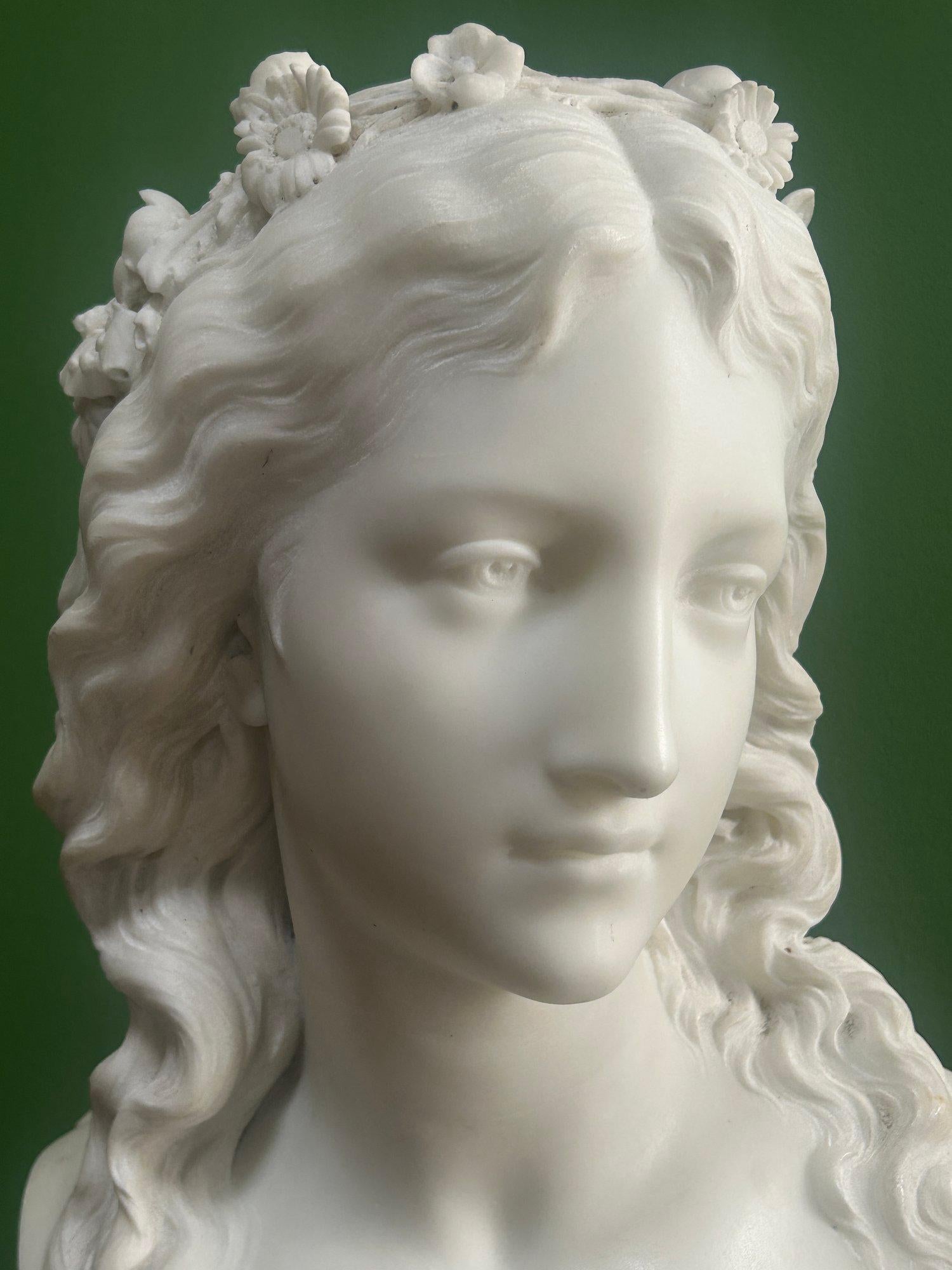 19th Century French Marble Bust of a Maiden signed by Eugene Antoine Aizelin 7