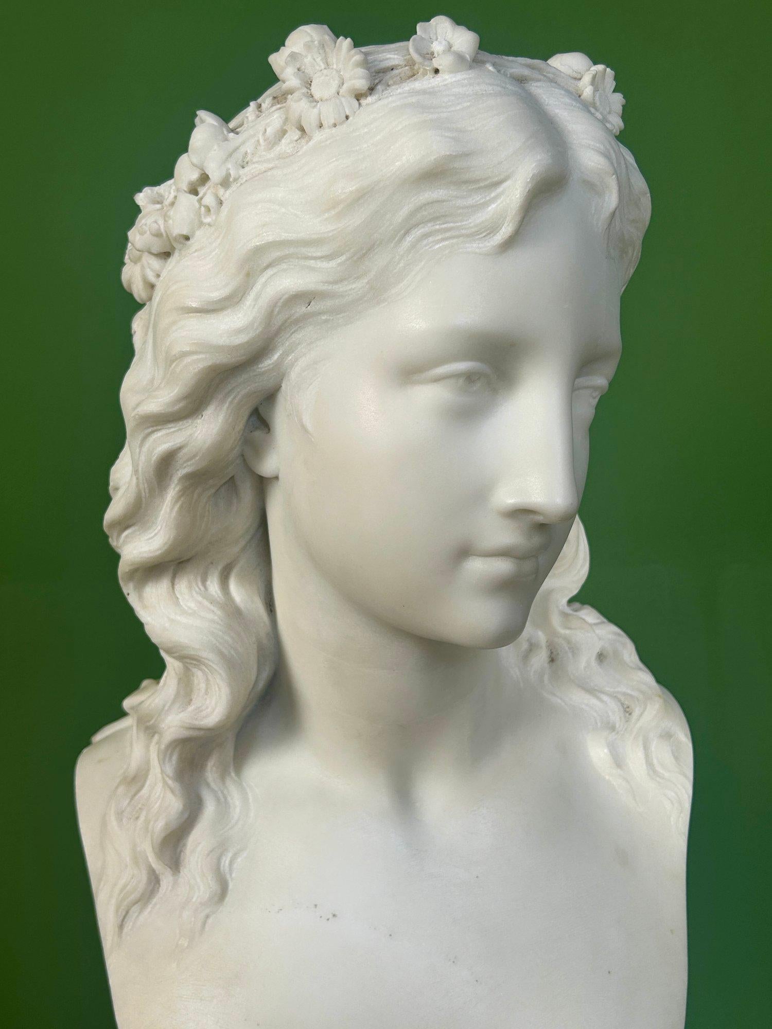 19th Century French Marble Bust of a Maiden signed by Eugene Antoine Aizelin 10