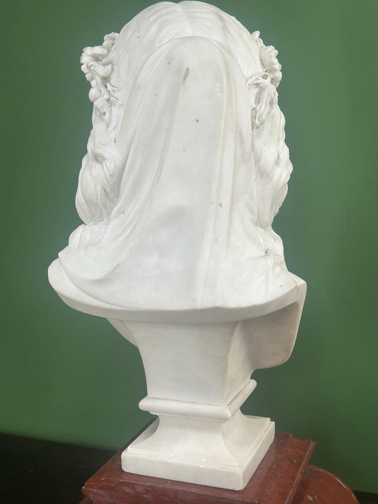 19th Century French Marble Bust of a Maiden signed by Eugene Antoine Aizelin 11
