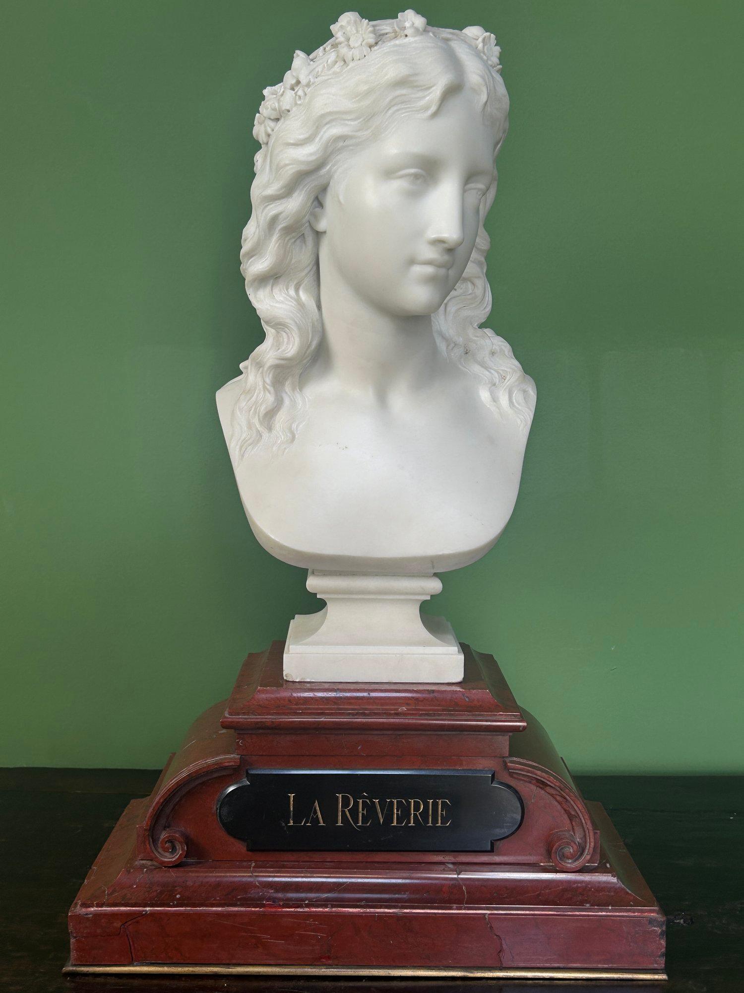 19th Century French Marble Bust of a Maiden signed by Eugene Antoine Aizelin 14
