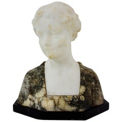 19th Century French Marble Bust of a Young Woman