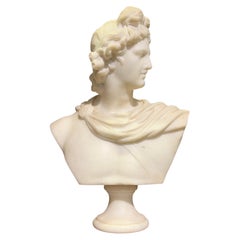 19th Century French Marble Bust of Apollo After the Ancient