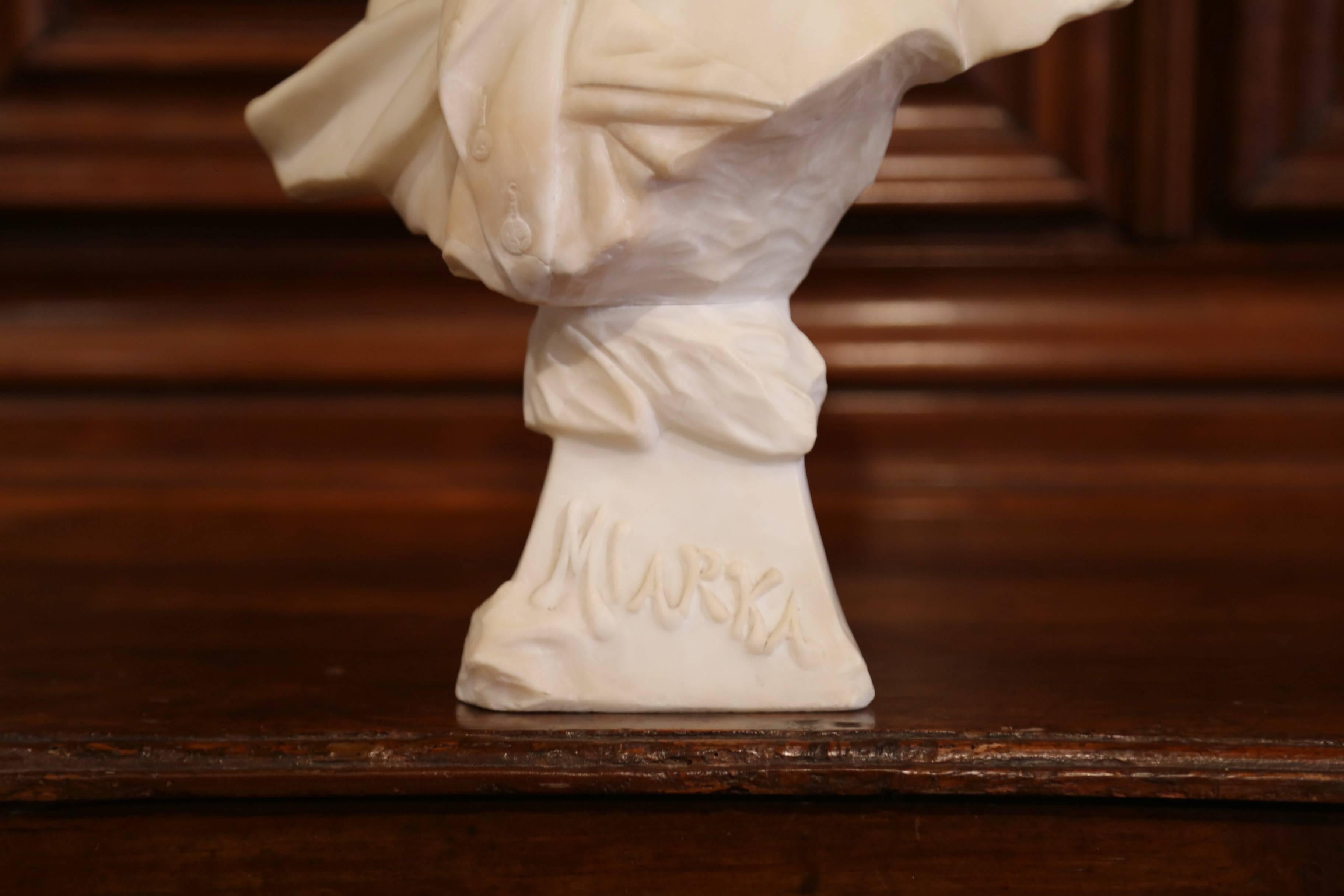 19th Century French Marble Bust of Young Beauty Titled Miarka Signed E. Villanis In Excellent Condition In Dallas, TX