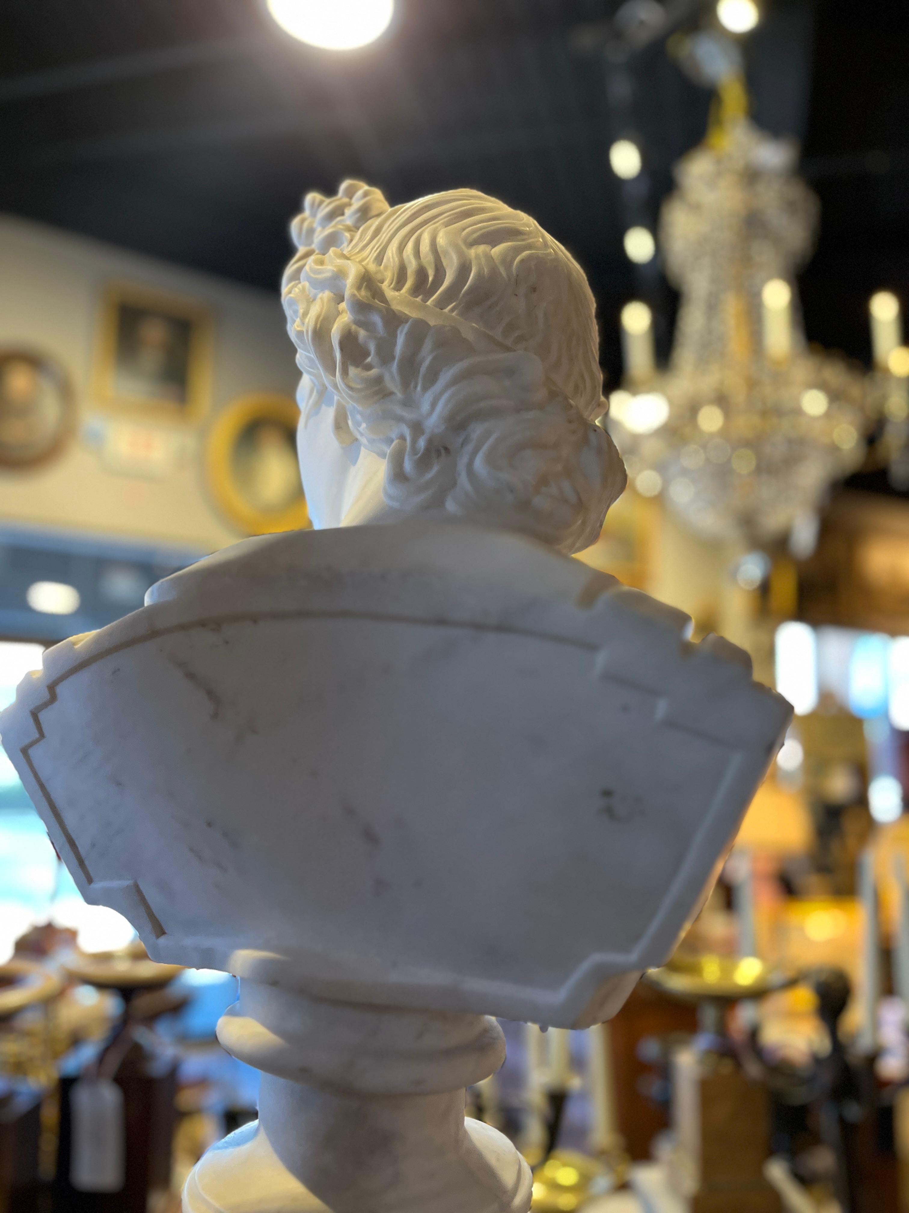 19th Century French Marble Bust Sculpture of Apollo In Good Condition For Sale In Scottsdale, AZ