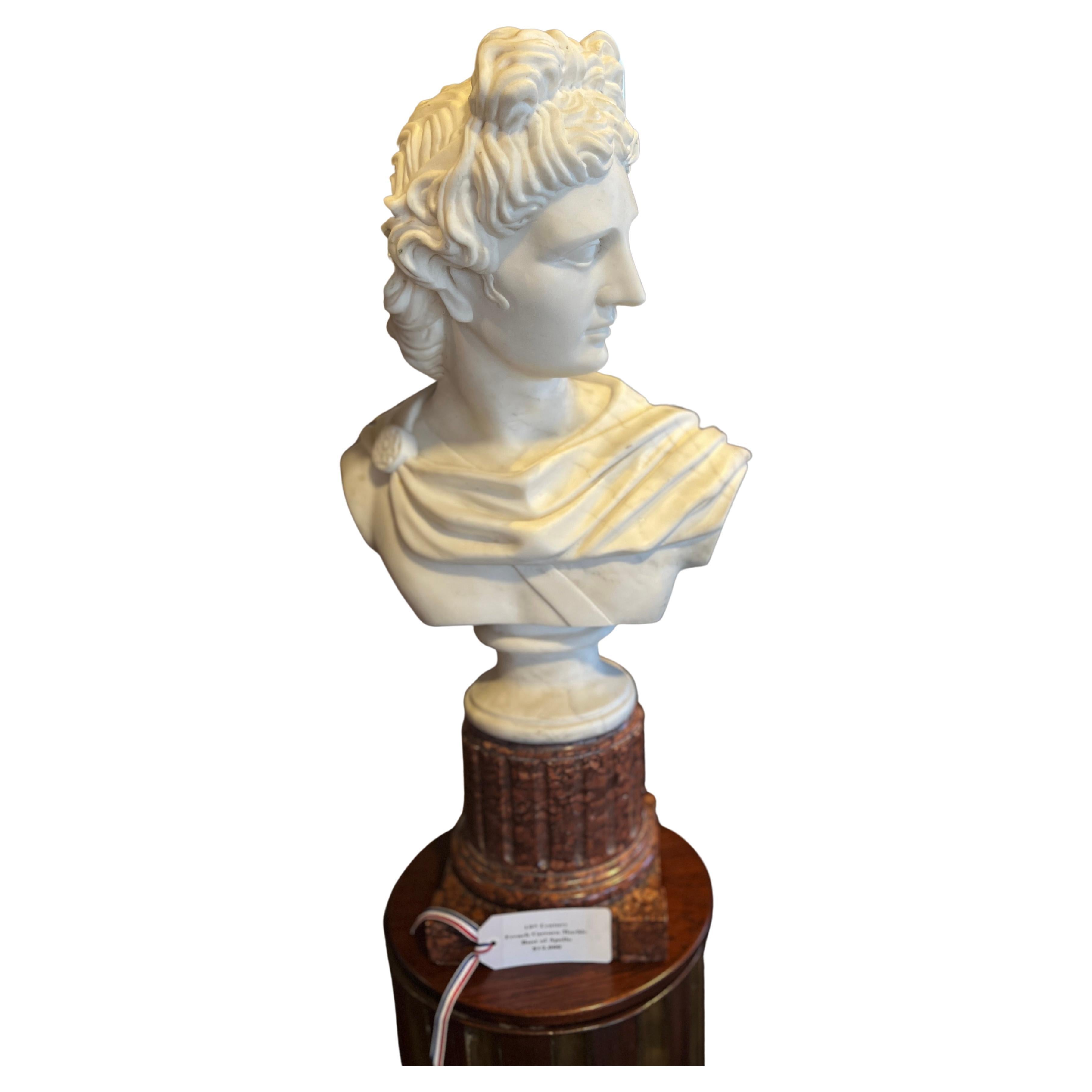 19th Century French Marble Bust Sculpture of Apollo