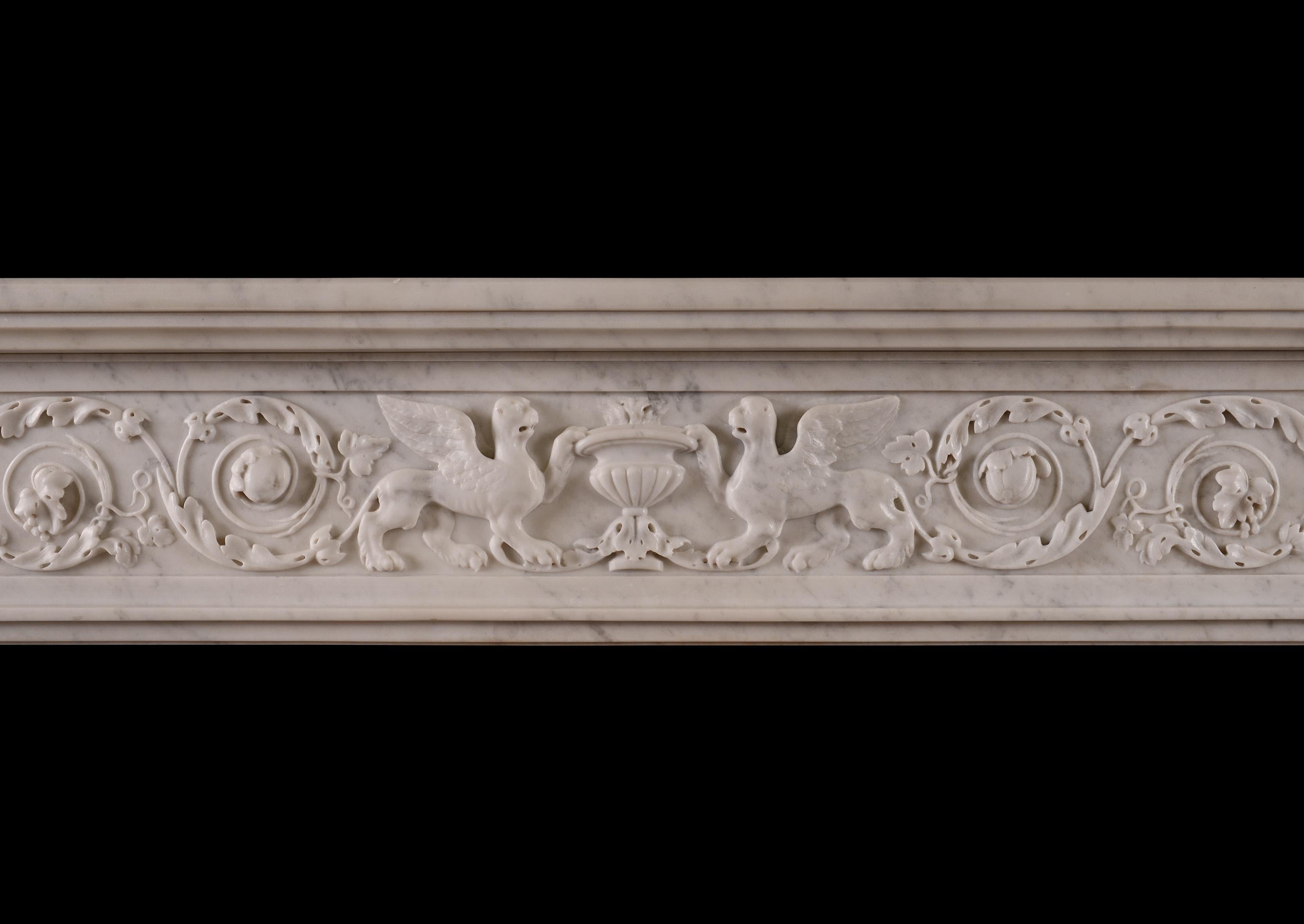 Louis XVI 19th Century French Marble Fireplace For Sale