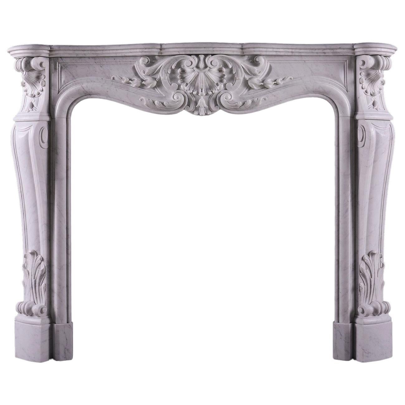 19th Century French Marble Fireplace in the Louis XV Manner