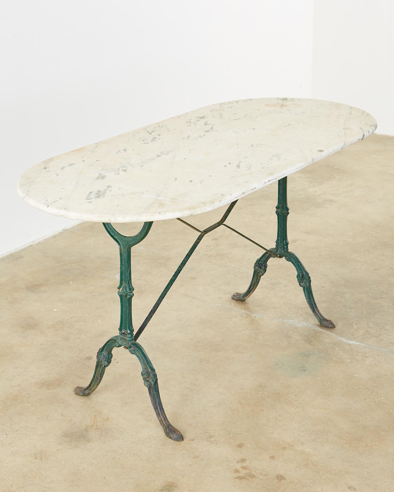 19th Century French Marble Garden Bistro Dining Table In Distressed Condition In Rio Vista, CA