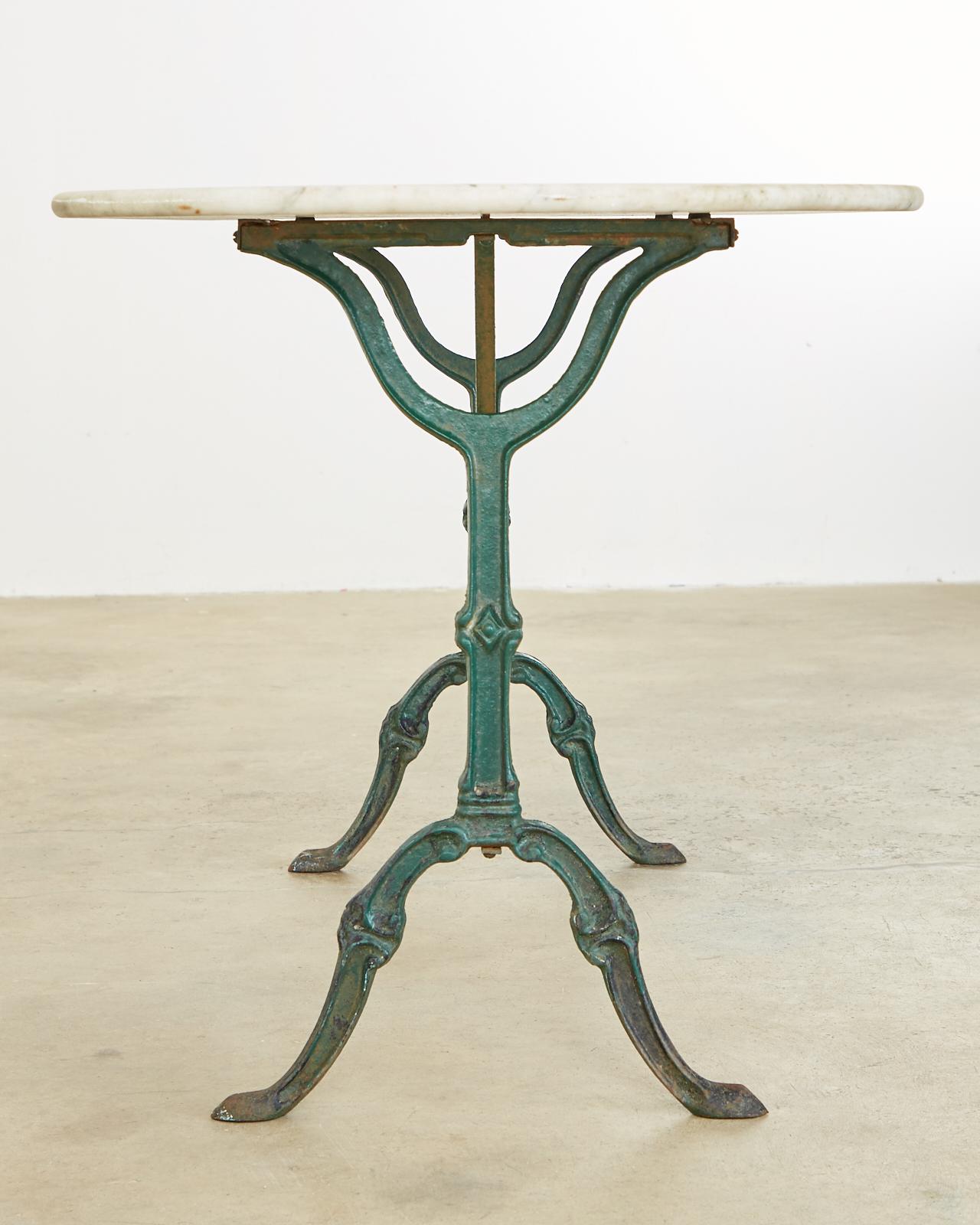 Iron 19th Century French Marble Garden Bistro Dining Table