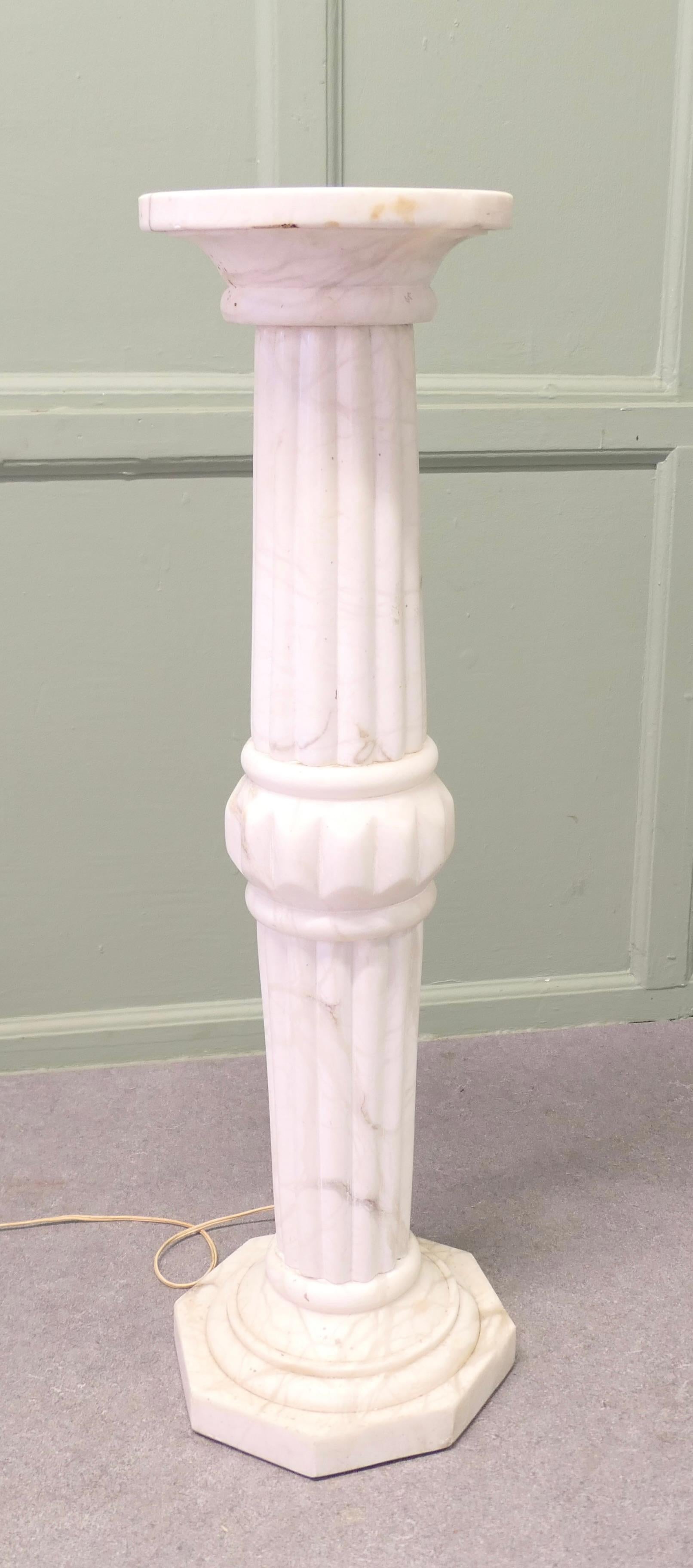19th Century French Marble Illuminated Torchere Column For Sale 3