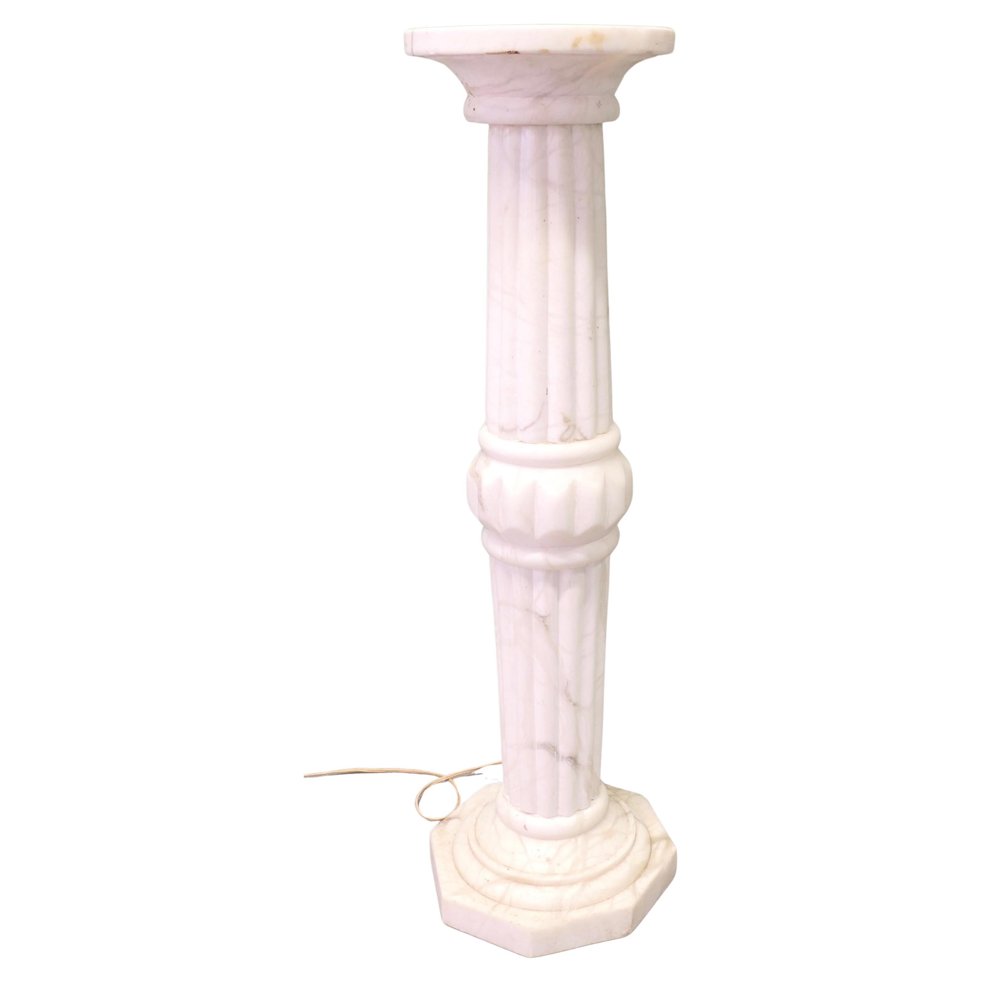 19th Century French Marble Illuminated Torchere Column For Sale