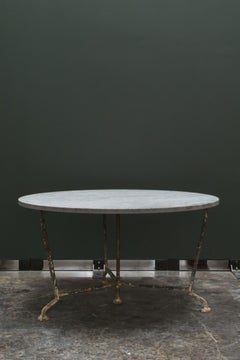 19th Century French Marble & Iron Table, 55" Round