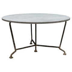 19th Century French Marble & Iron Table, 55" Round
