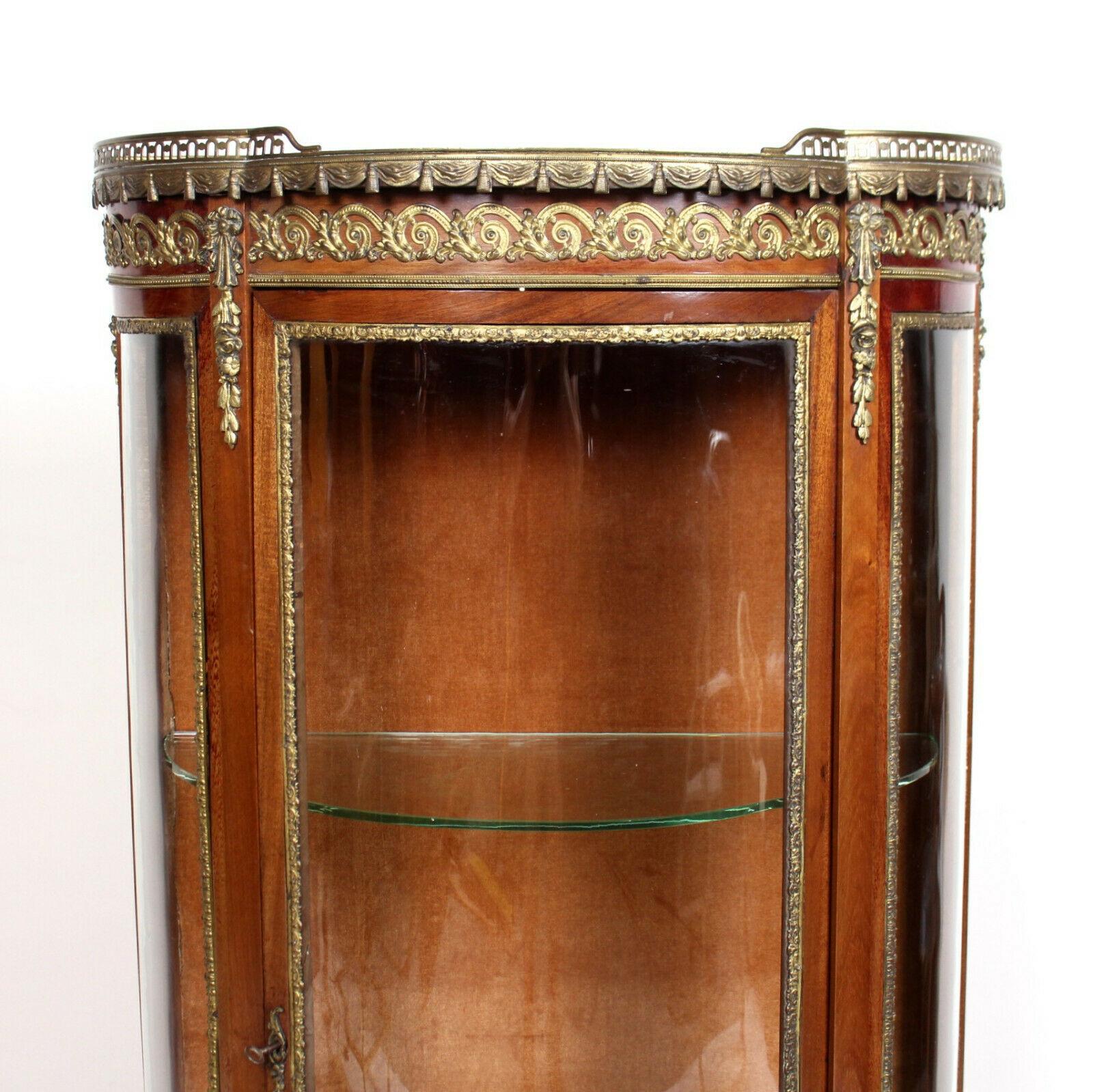19th Century French Marble Kingwood Vitrine Display Cabinet 1