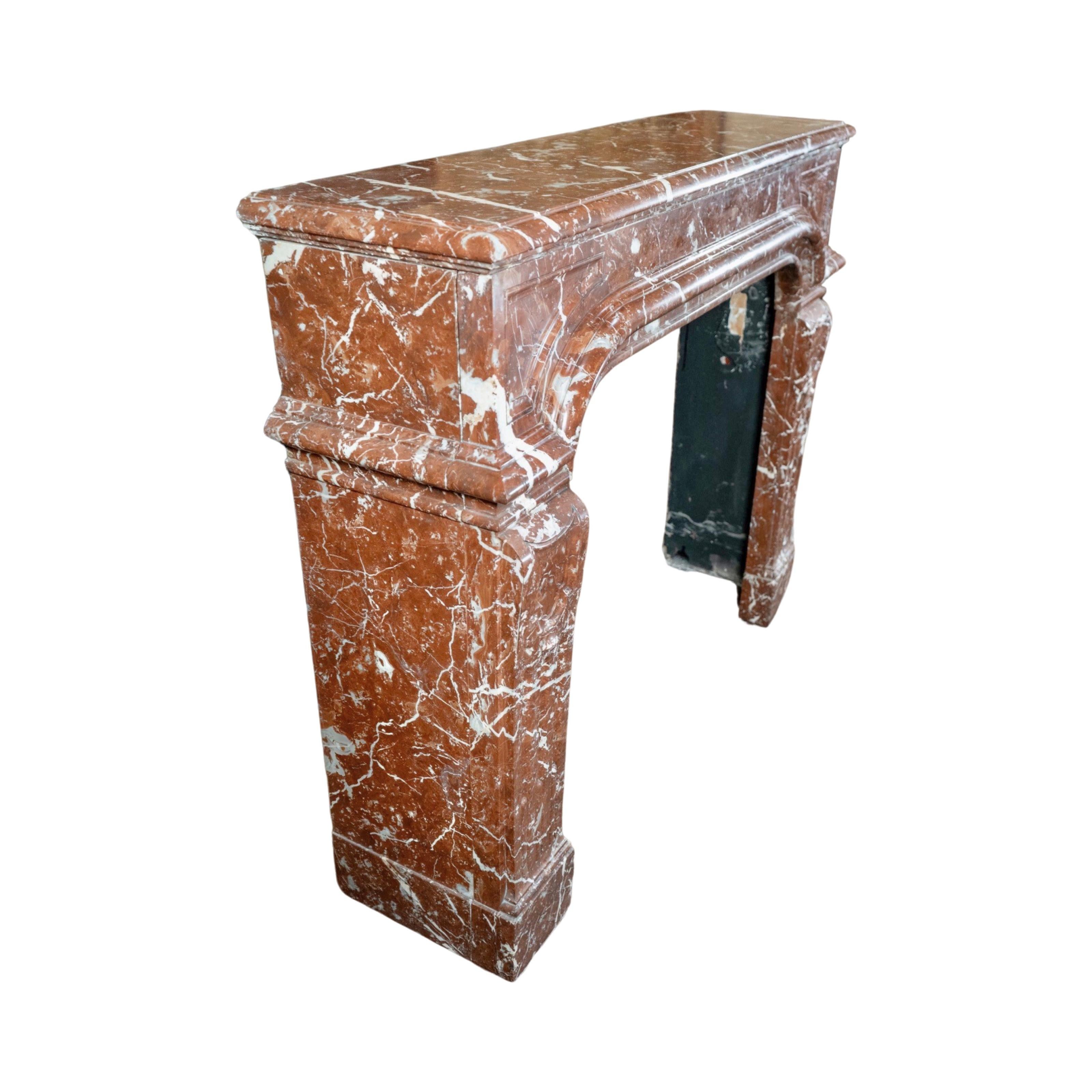 19th Century French Red Griotte Marble Mantel For Sale