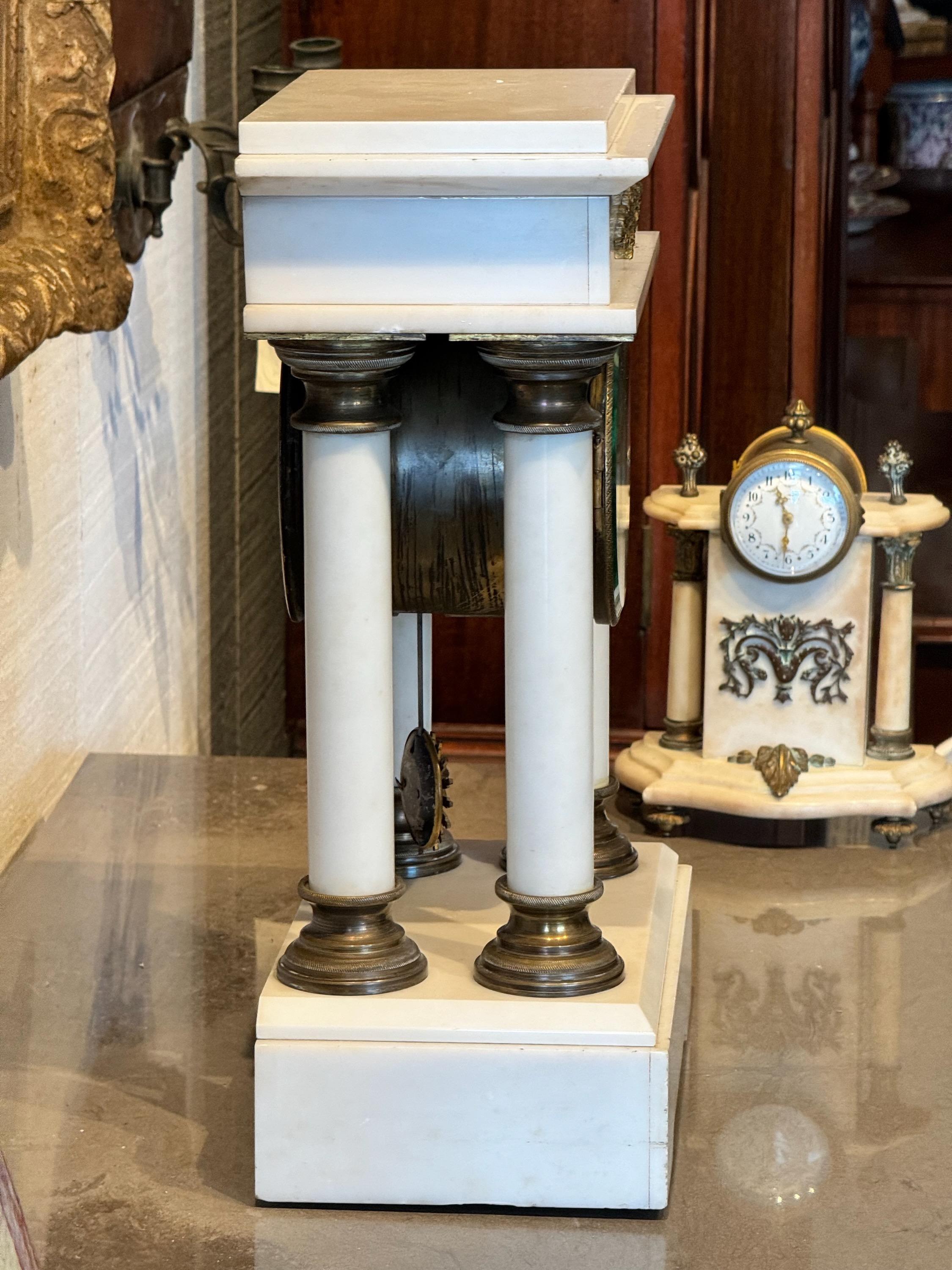 19th Century French Marble Mantle Clock For Sale 3