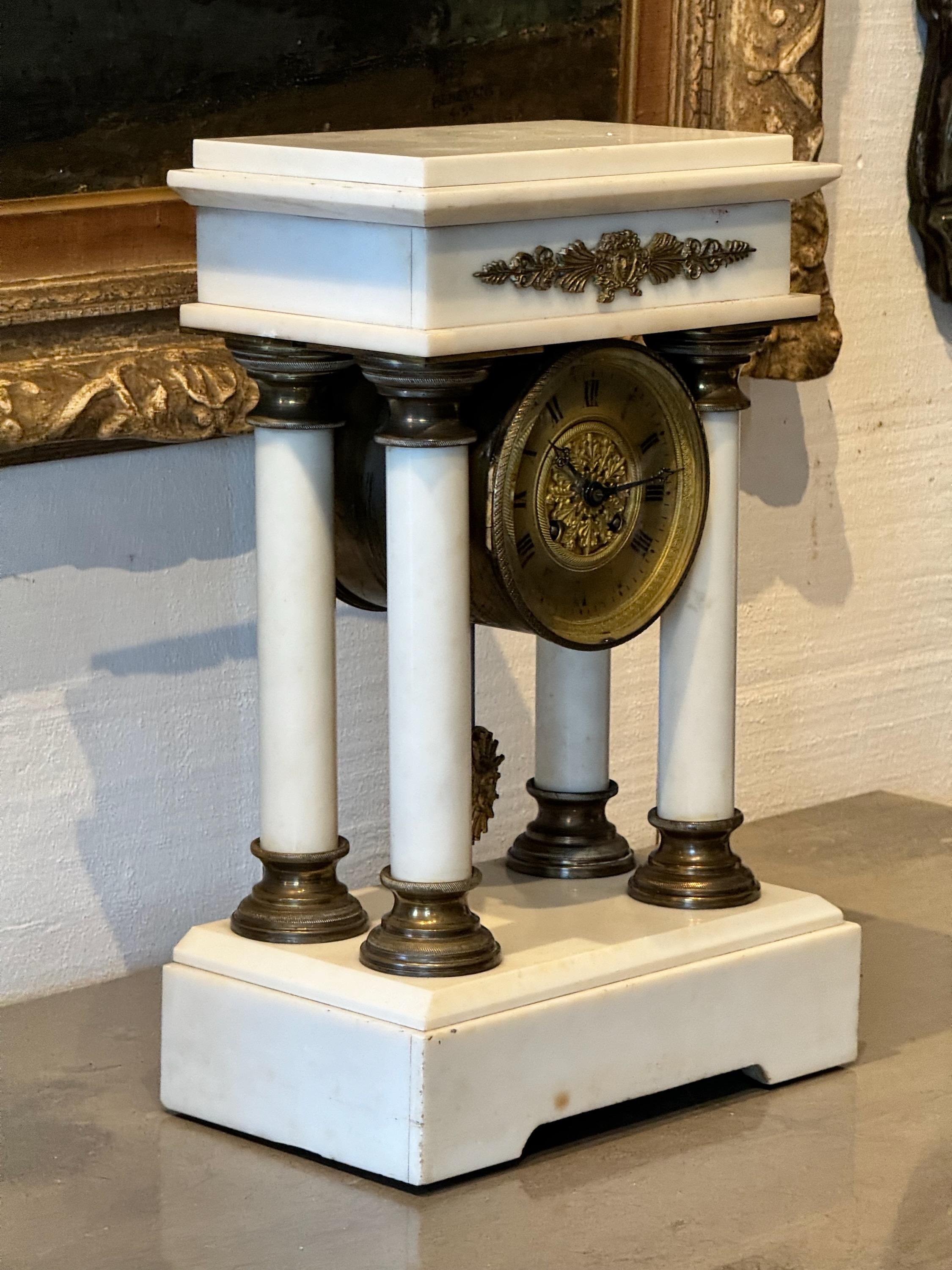 19th Century French Marble Mantle Clock For Sale 4