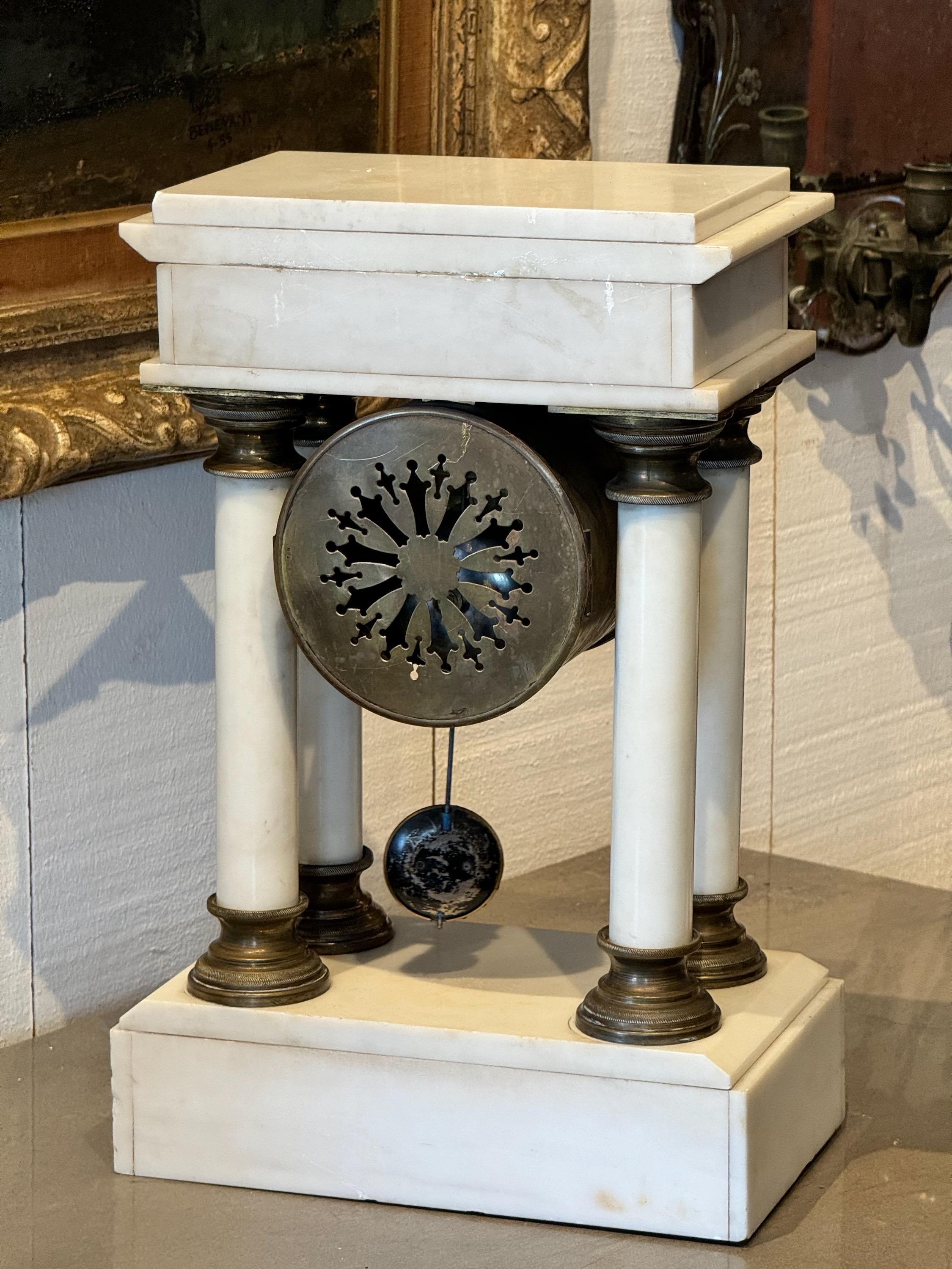 19th Century French Marble Mantle Clock For Sale 5