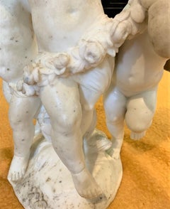 19th Century French Marble Sculpture of Frolicking Children