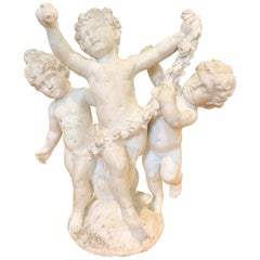 19th Century French Marble Sculpture of Frolicking Children