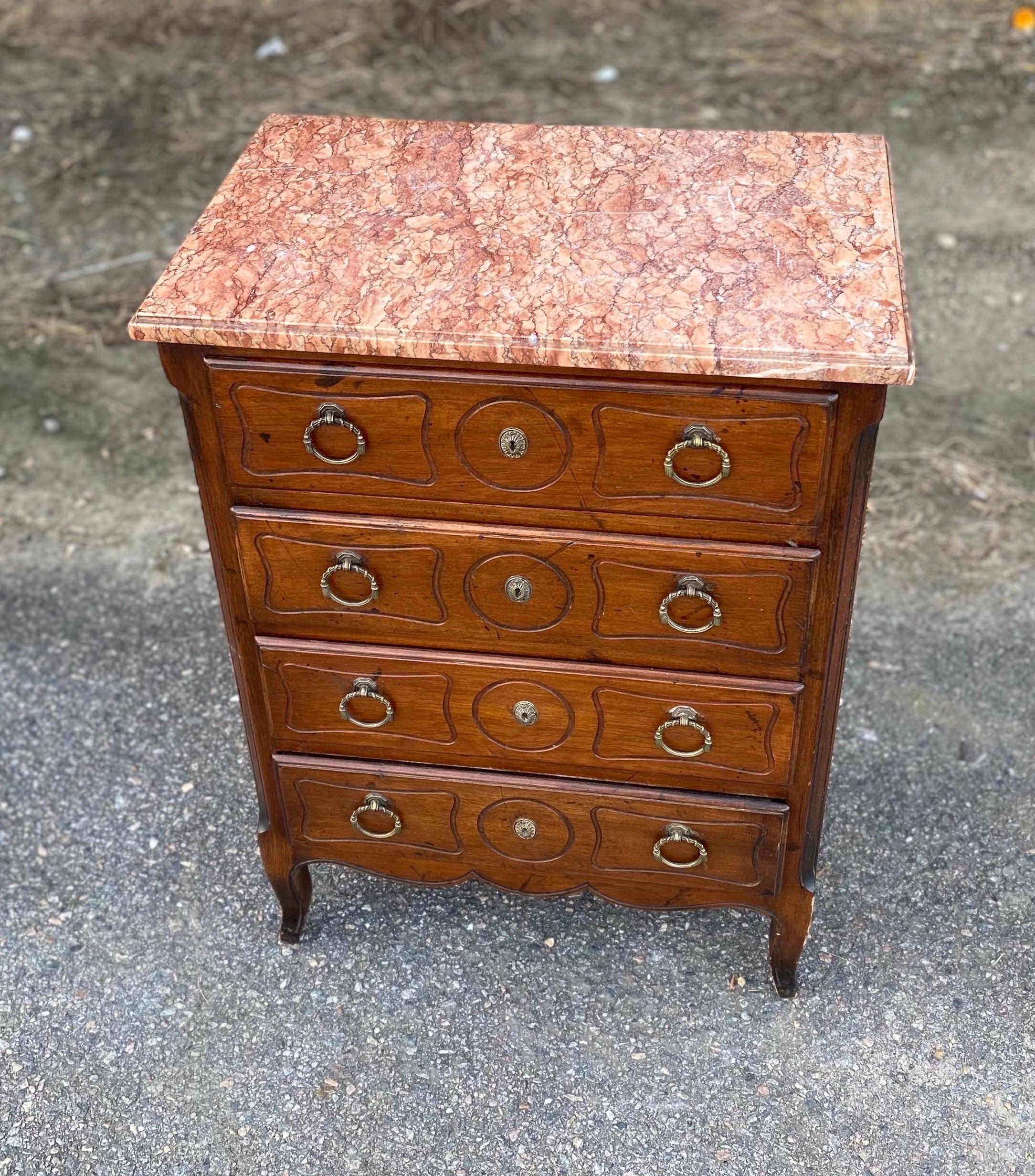 19th Century French Marble Top Bedside Chest In Good Condition For Sale In Charleston, SC
