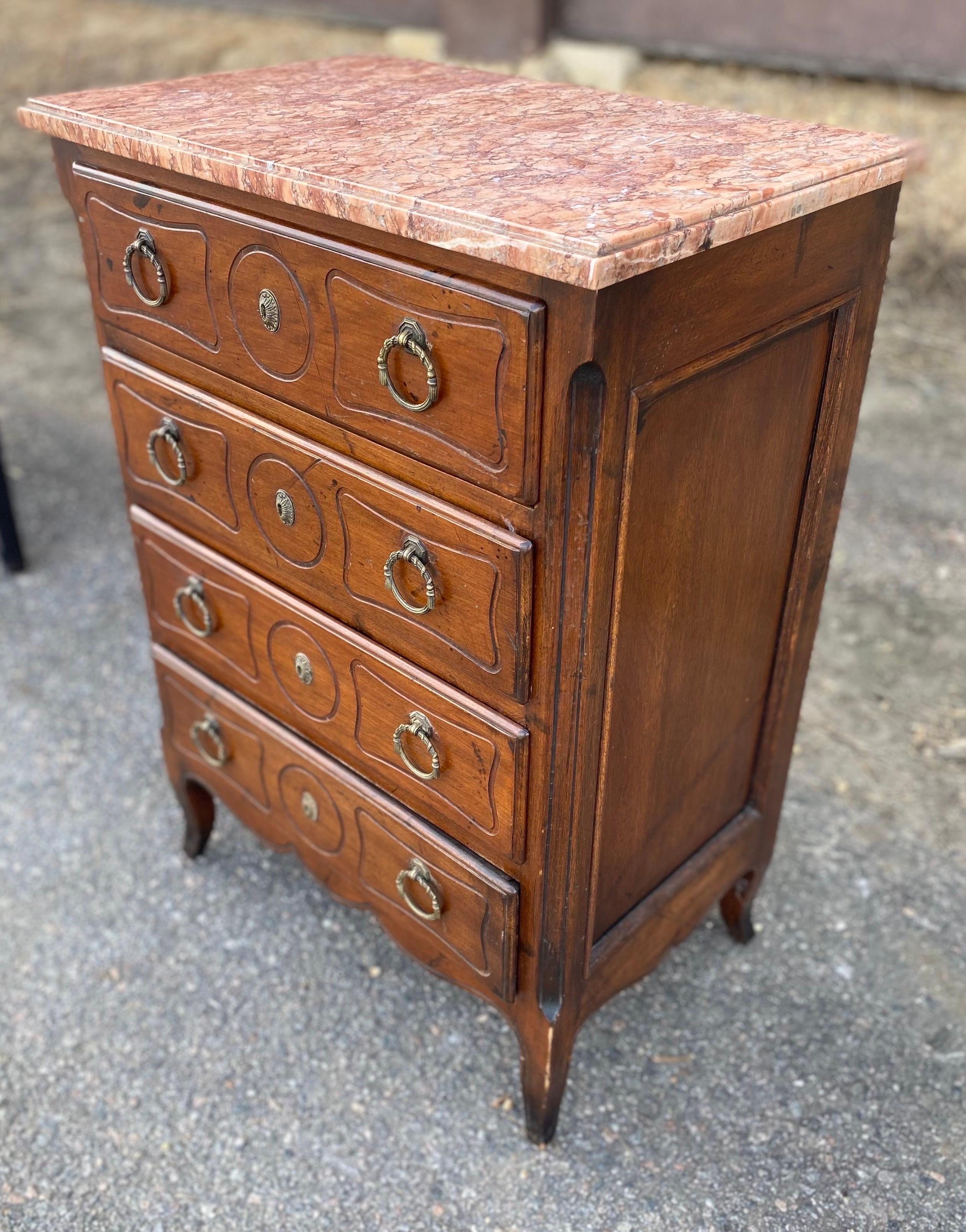 19th Century French Marble Top Bedside Chest For Sale 1