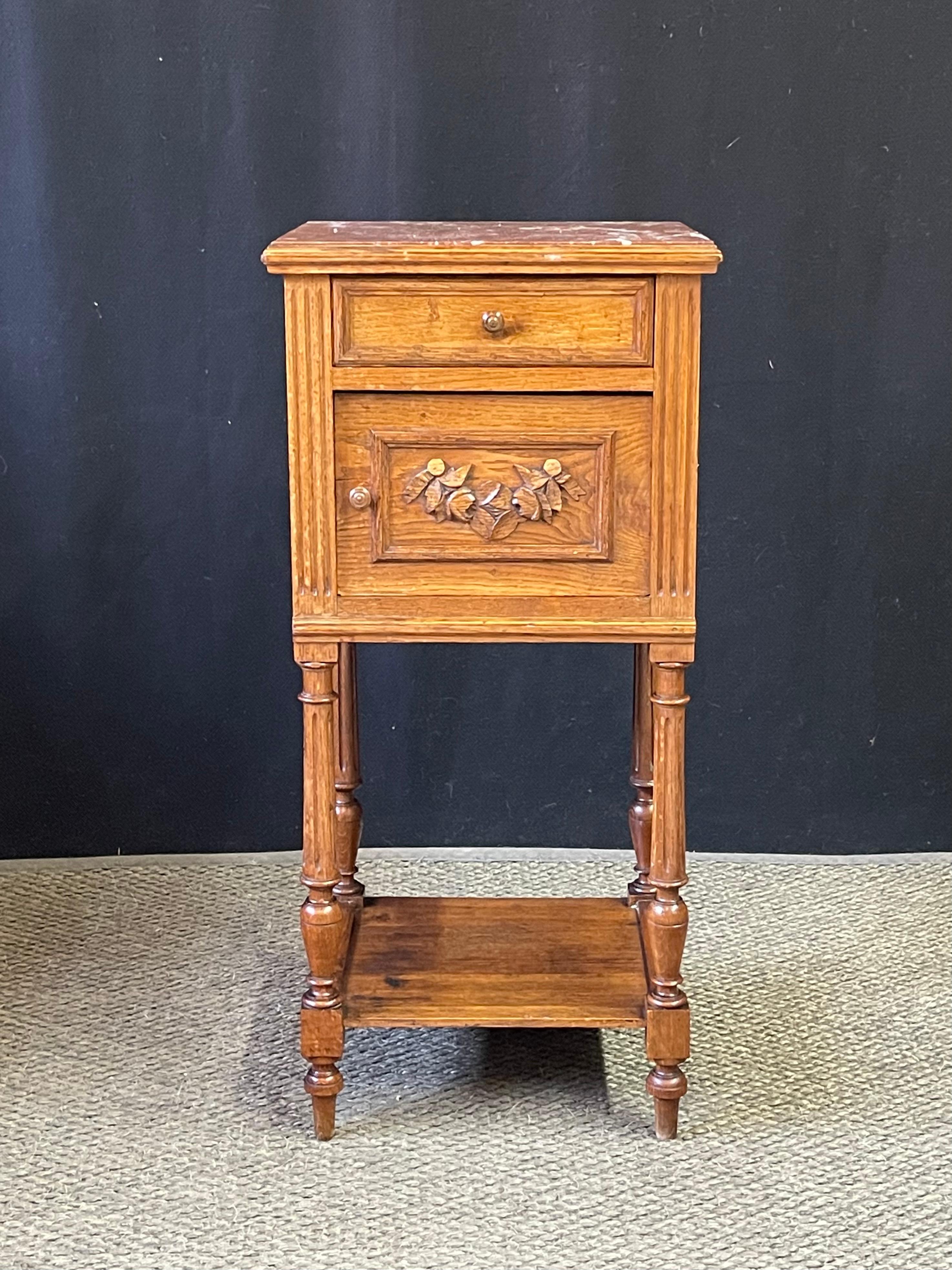 19th Century French Marble Top Bedside Table  For Sale 4