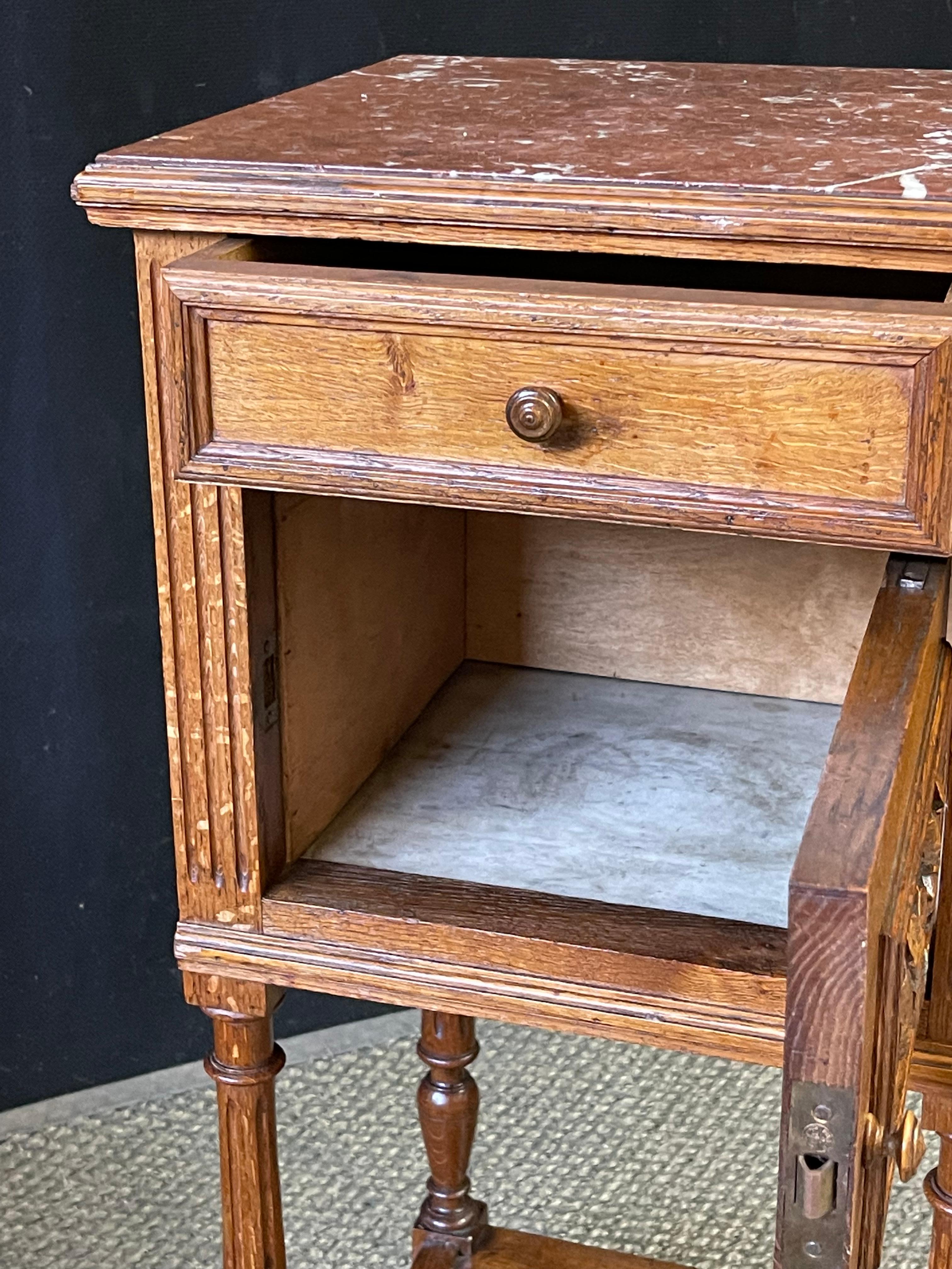 19th Century French Marble Top Bedside Table  For Sale 5