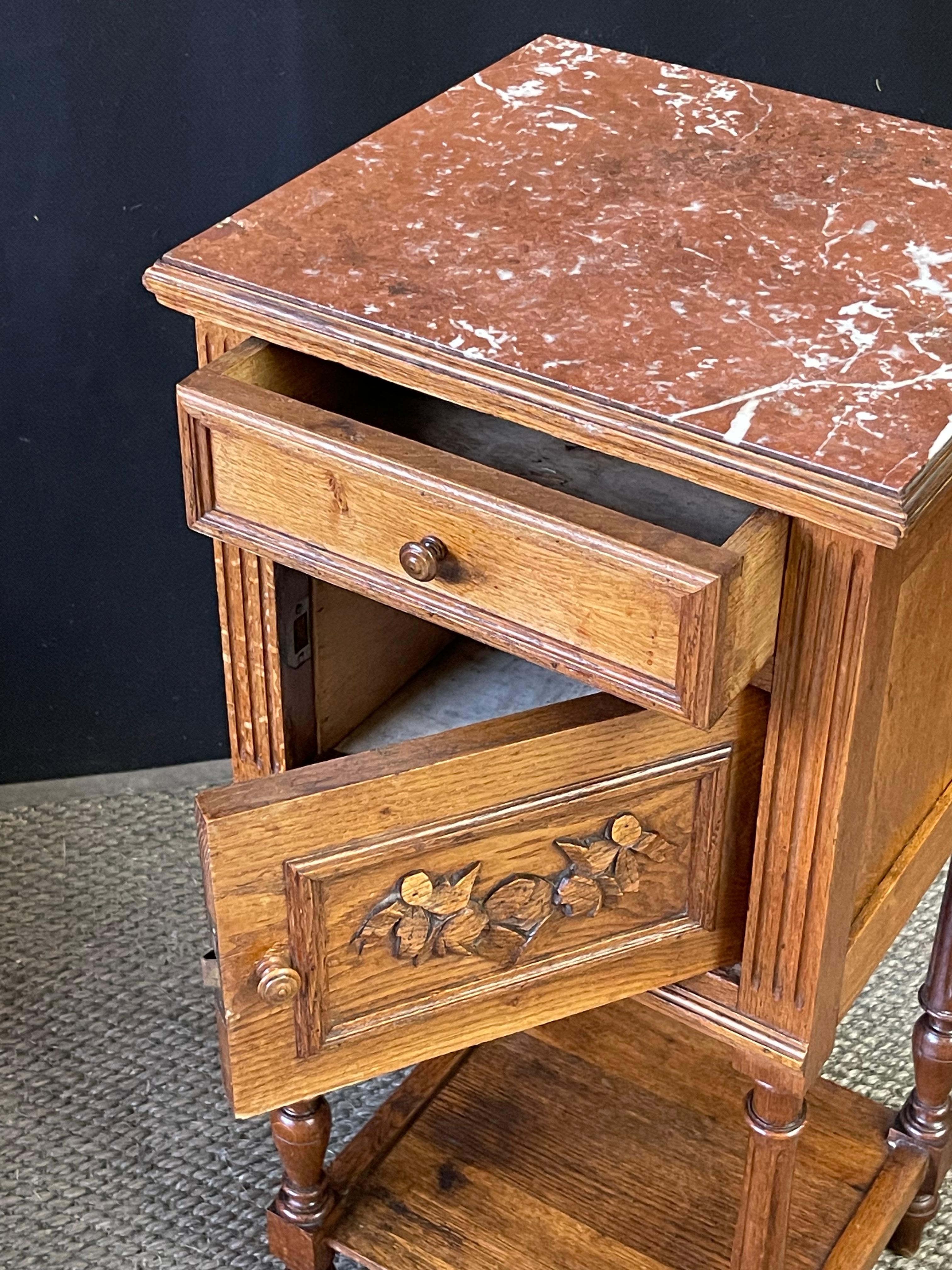 19th Century French Marble Top Bedside Table  For Sale 7