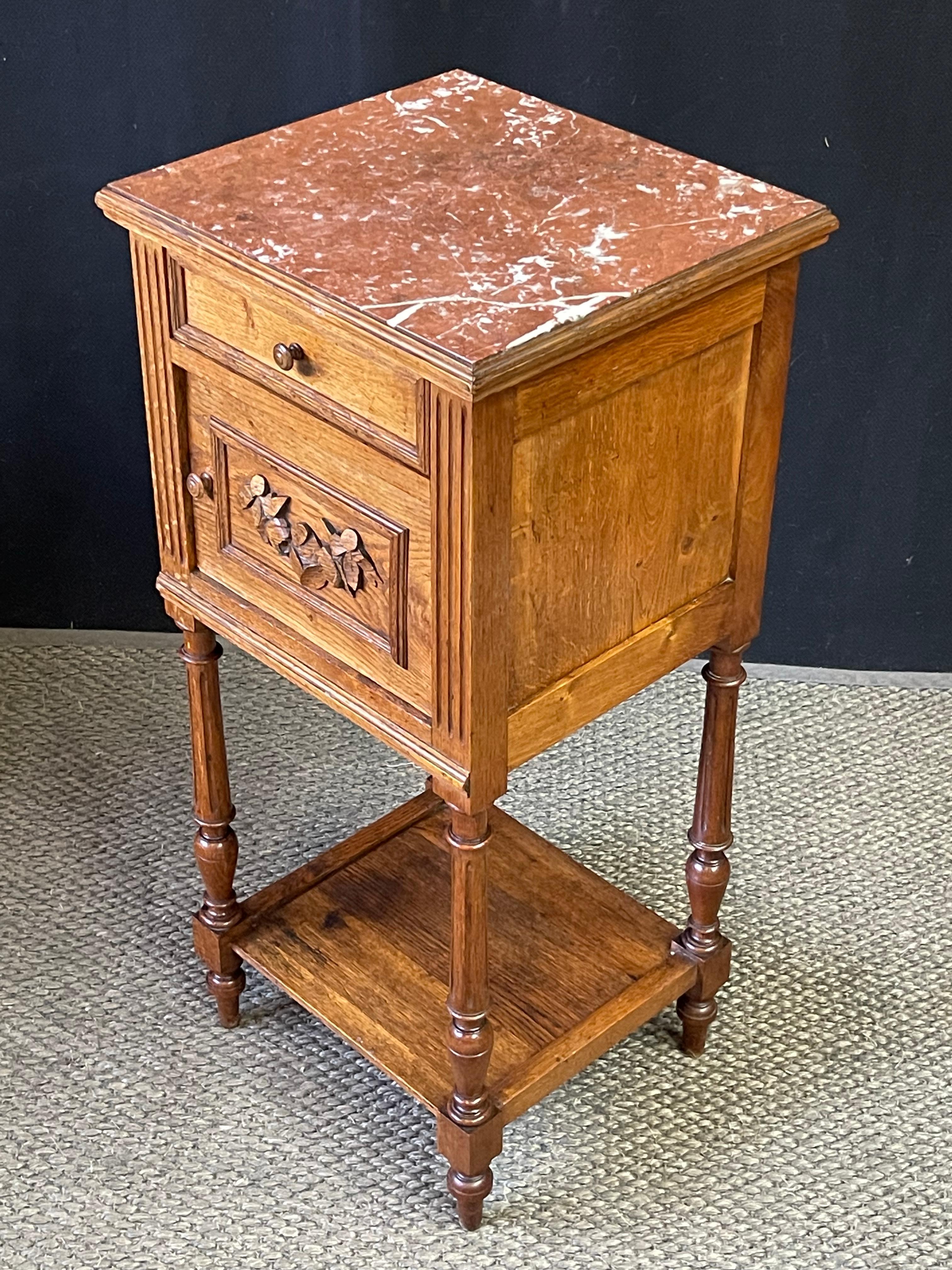 19th Century French Marble Top Bedside Table  For Sale 8