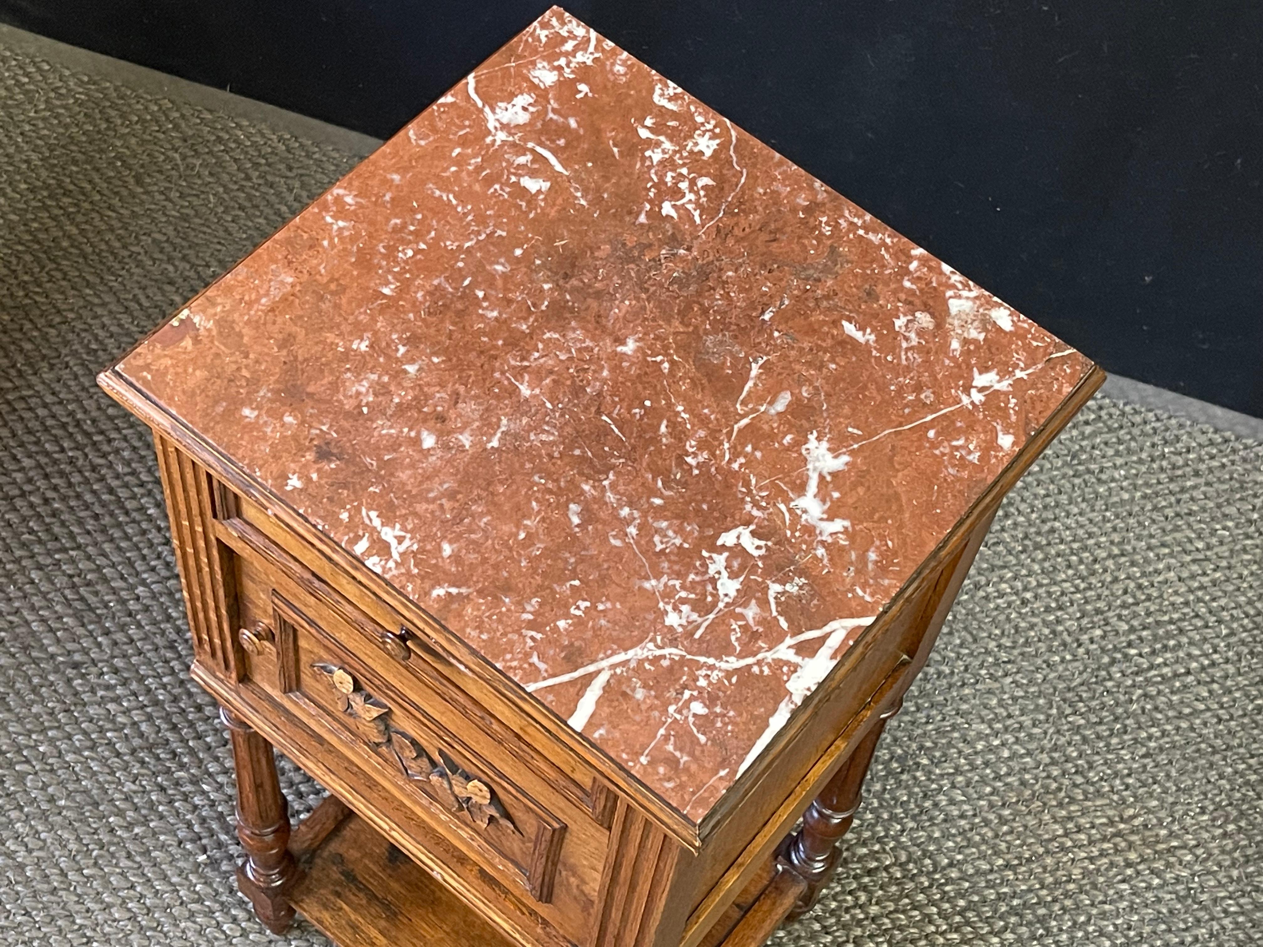 Louis Philippe 19th Century French Marble Top Bedside Table  For Sale