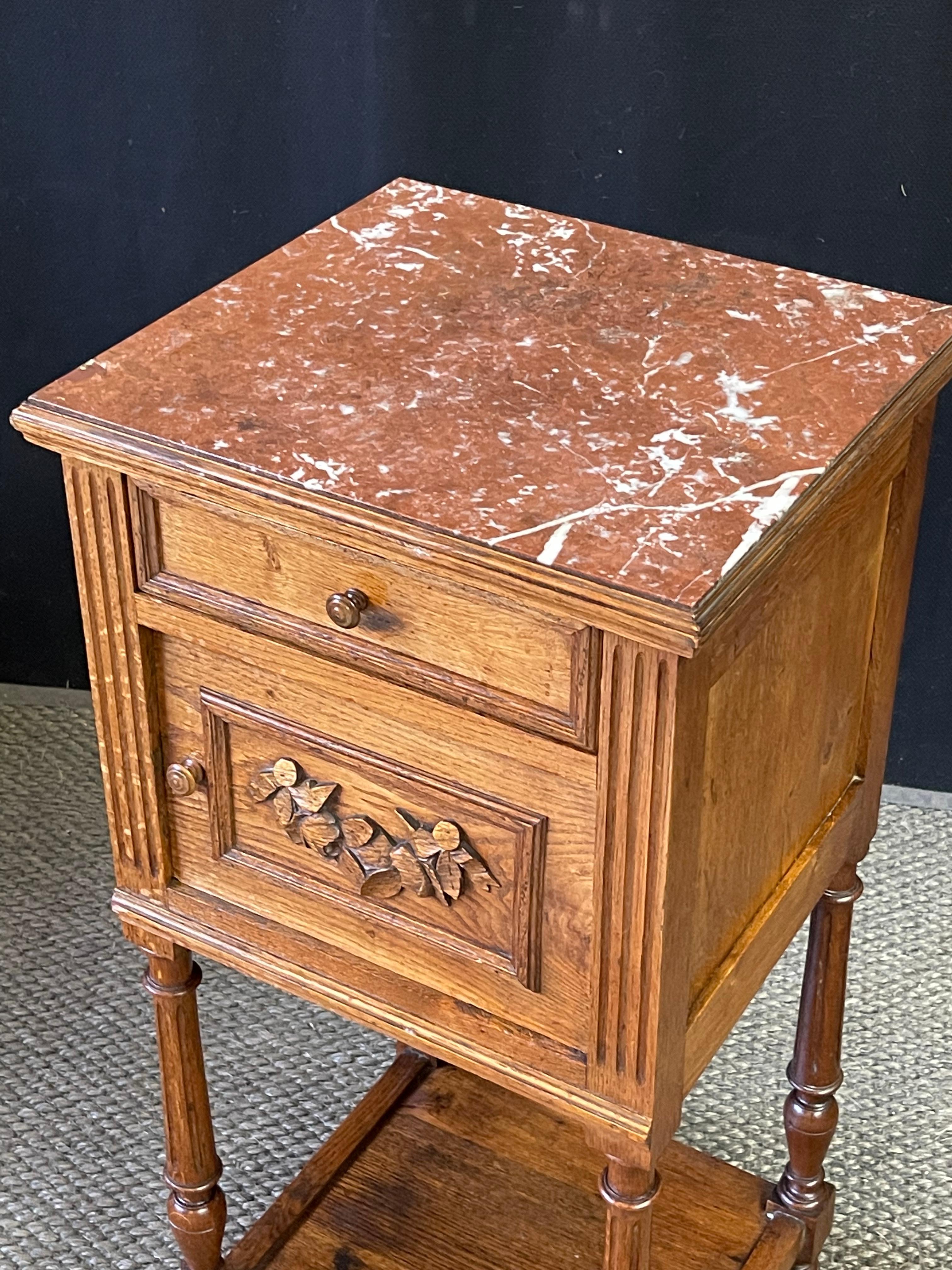 19th Century French Marble Top Bedside Table  In Good Condition For Sale In Atlanta, GA
