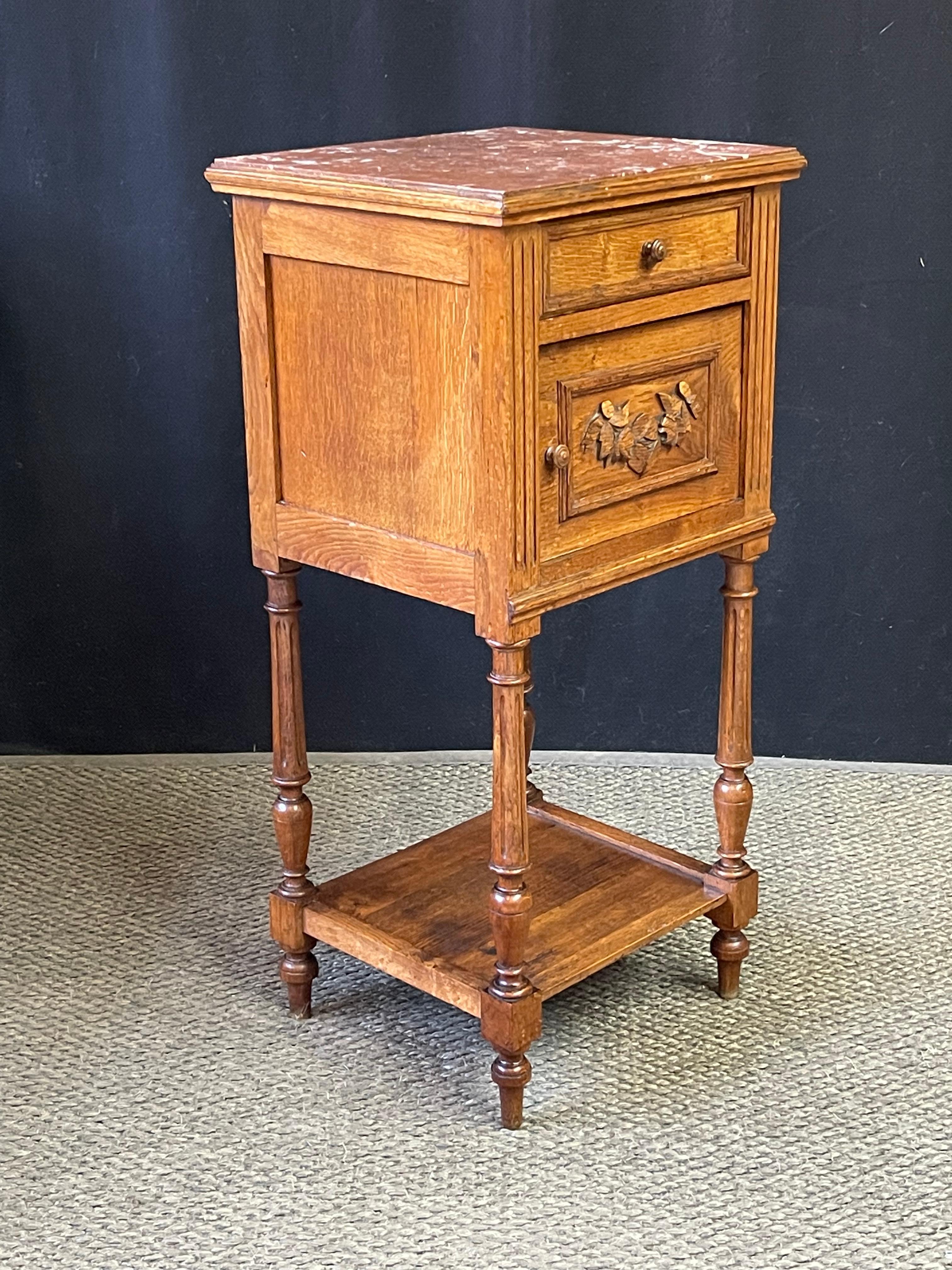 19th Century French Marble Top Bedside Table  For Sale 2