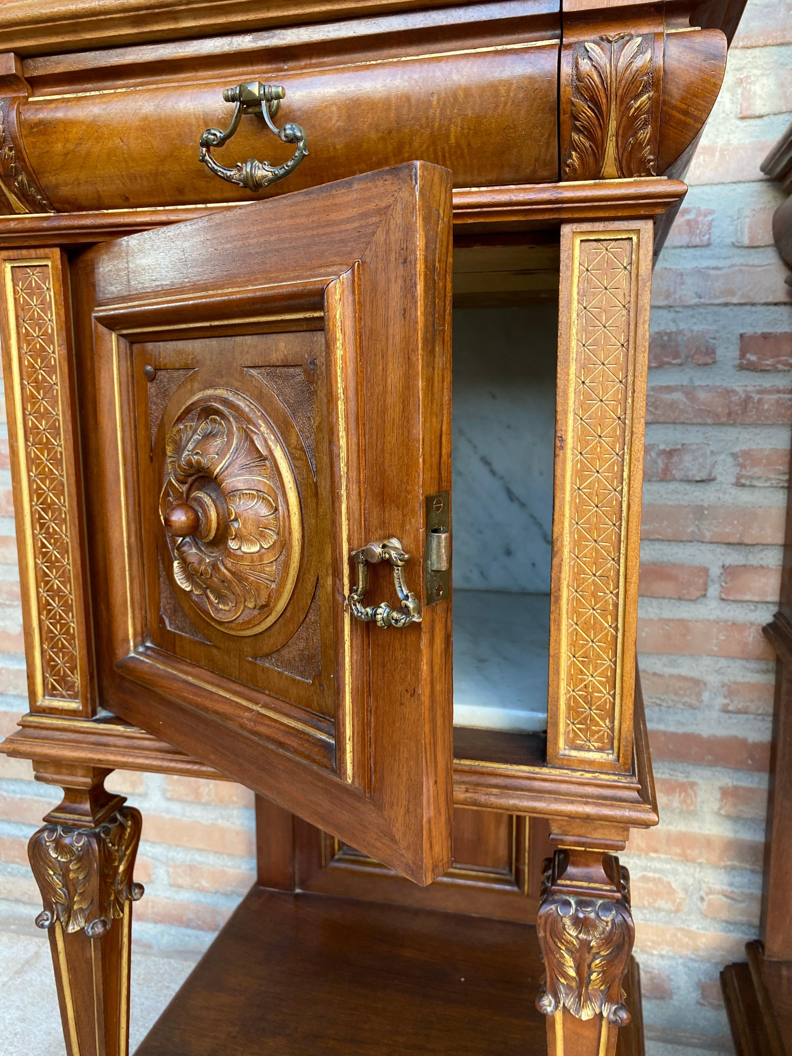 19th Century French Marble Top Bedside Tables, 1890s, Set of 2 For Sale 10