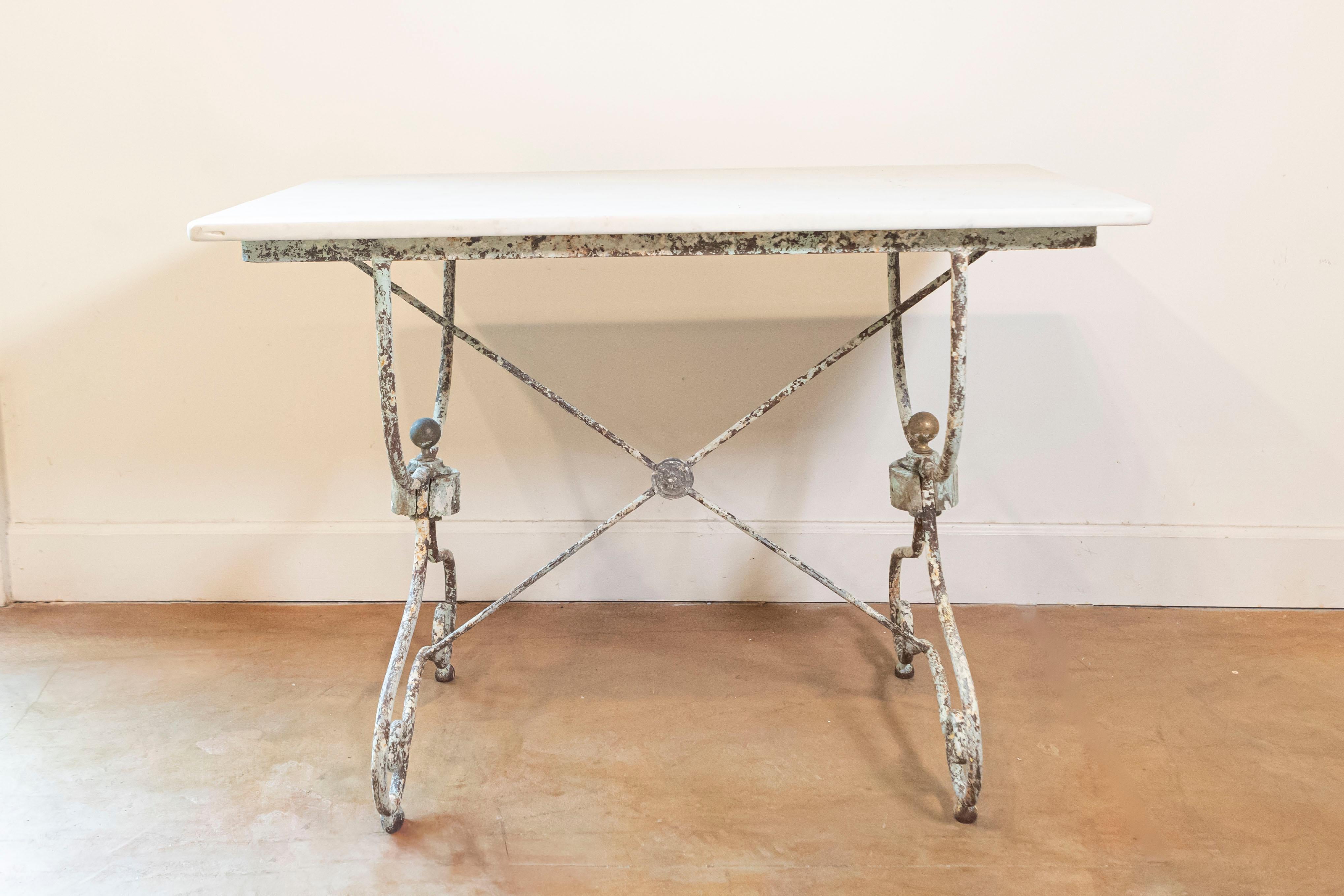 French Provincial 19th Century French Marble Top Bistro Table