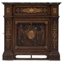 19th Century French Marble-Top Buffet with Gilt Floral Detailing