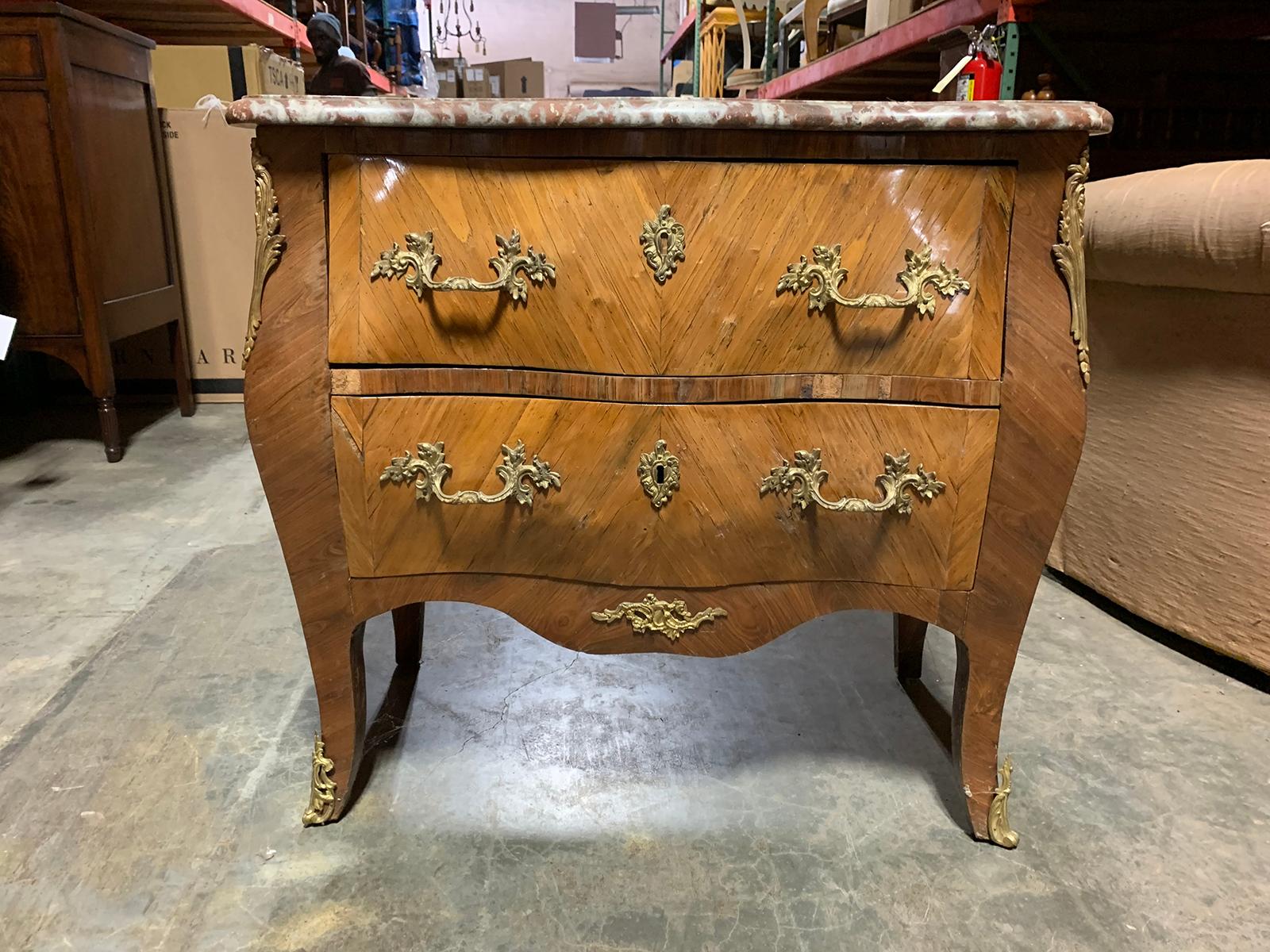 19th century French marble top commode with two drawers.
