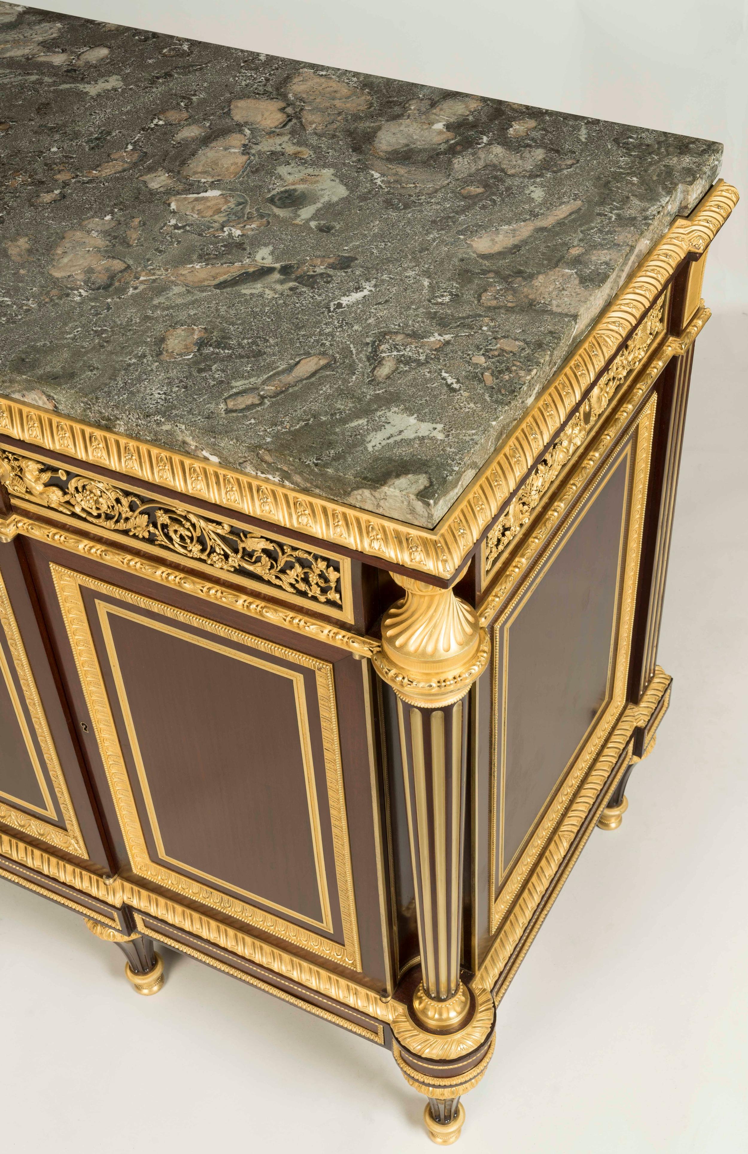 Ormolu 19th Century French Marble Top Commode in the Louis XVI Style by Henry Dasson For Sale