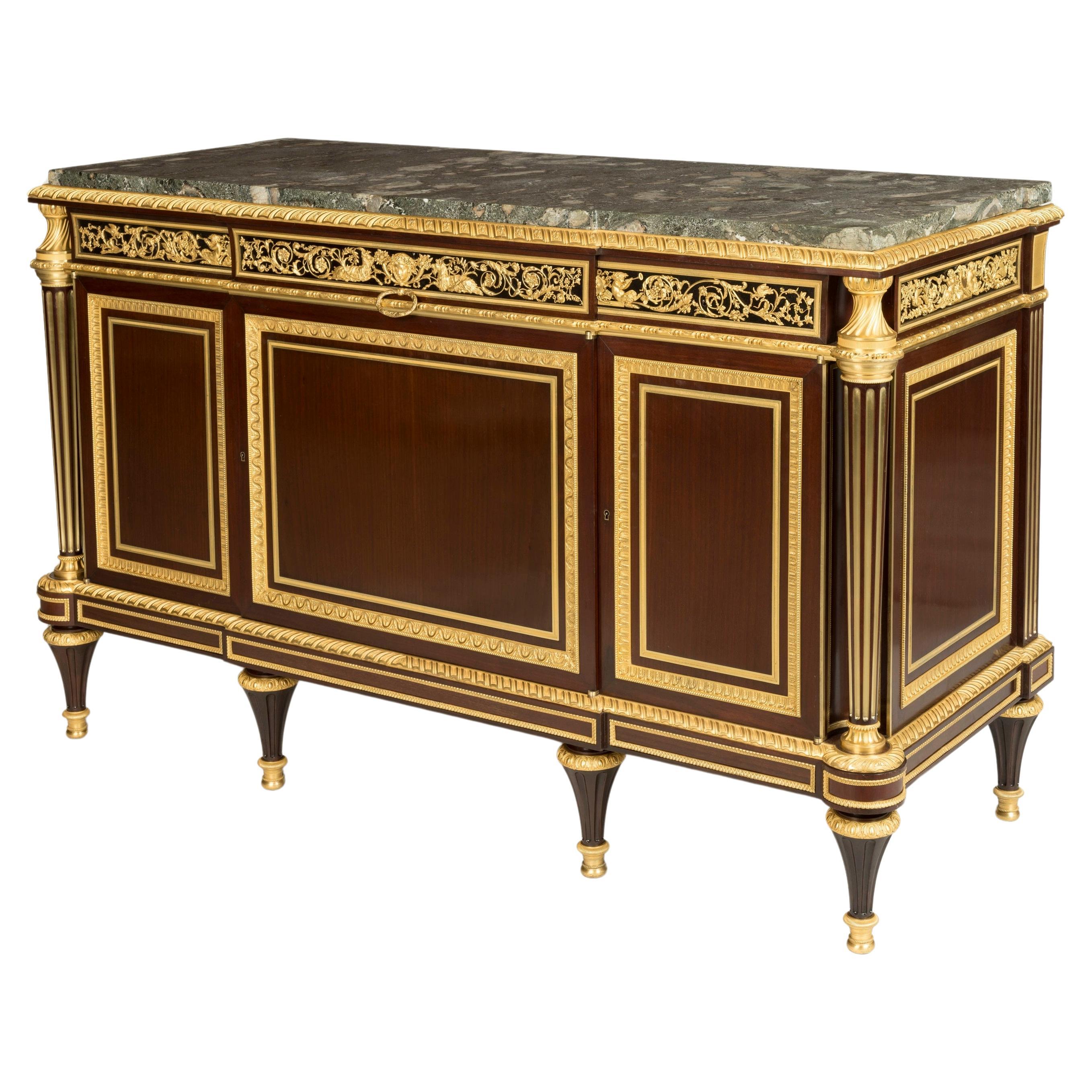 19th Century French Marble Top Commode in the Louis XVI Style by Henry Dasson For Sale