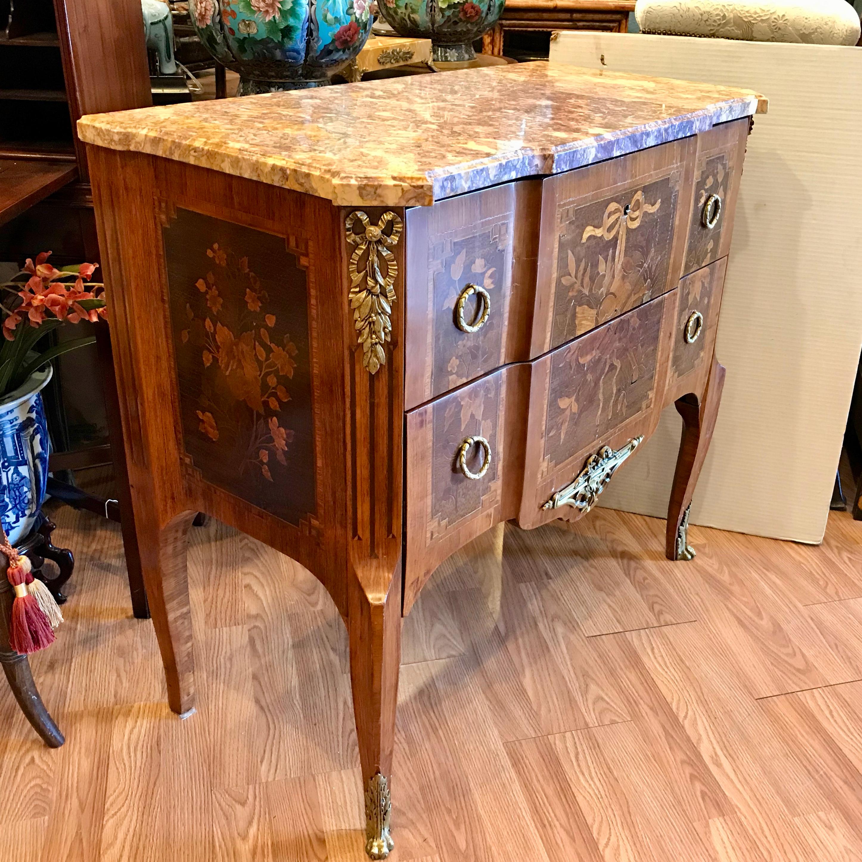 19th Century French Marble Top Commode Signed Paul Sormani In Good Condition In West Palm Beach, FL
