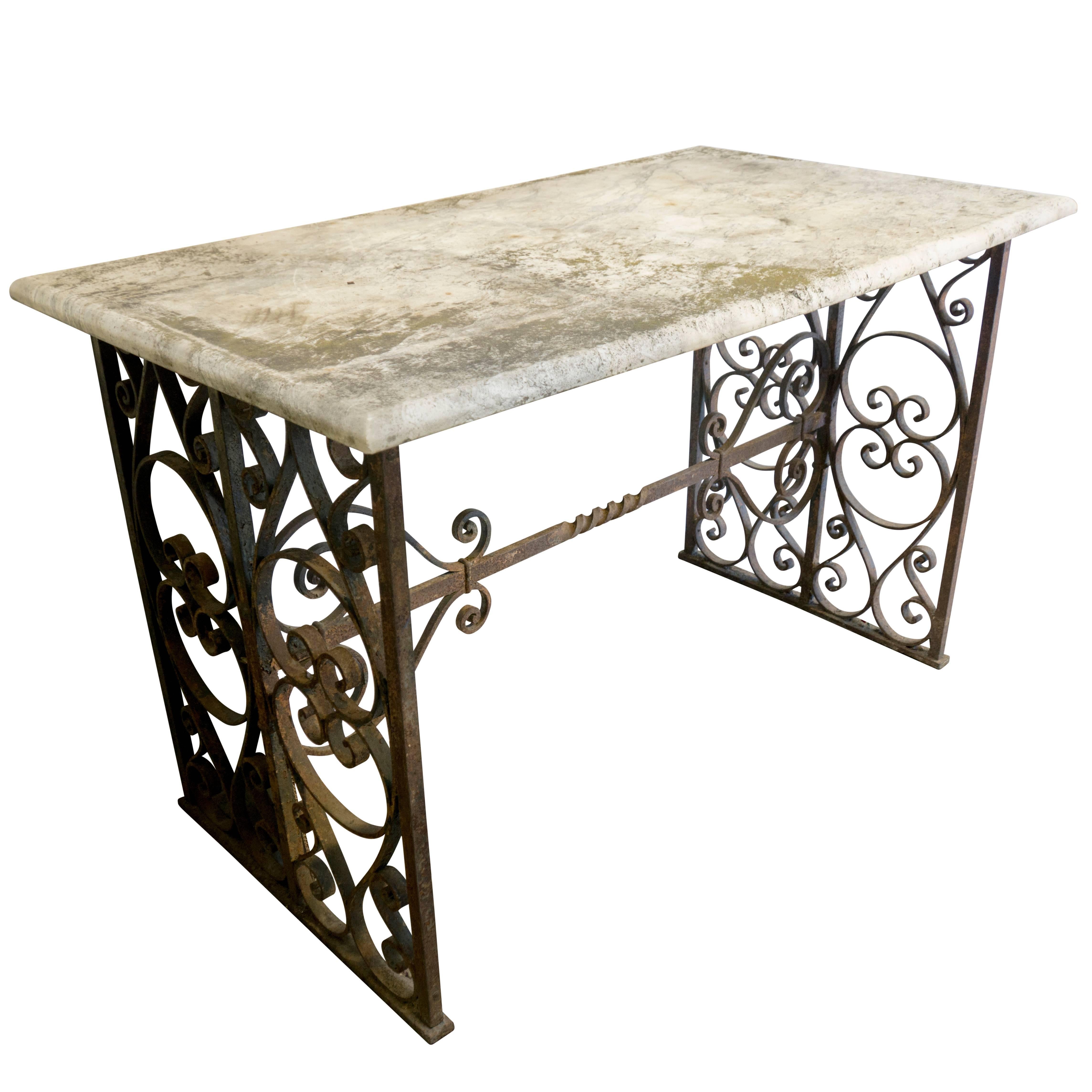 19th Century French Marble-Top Console Table 1