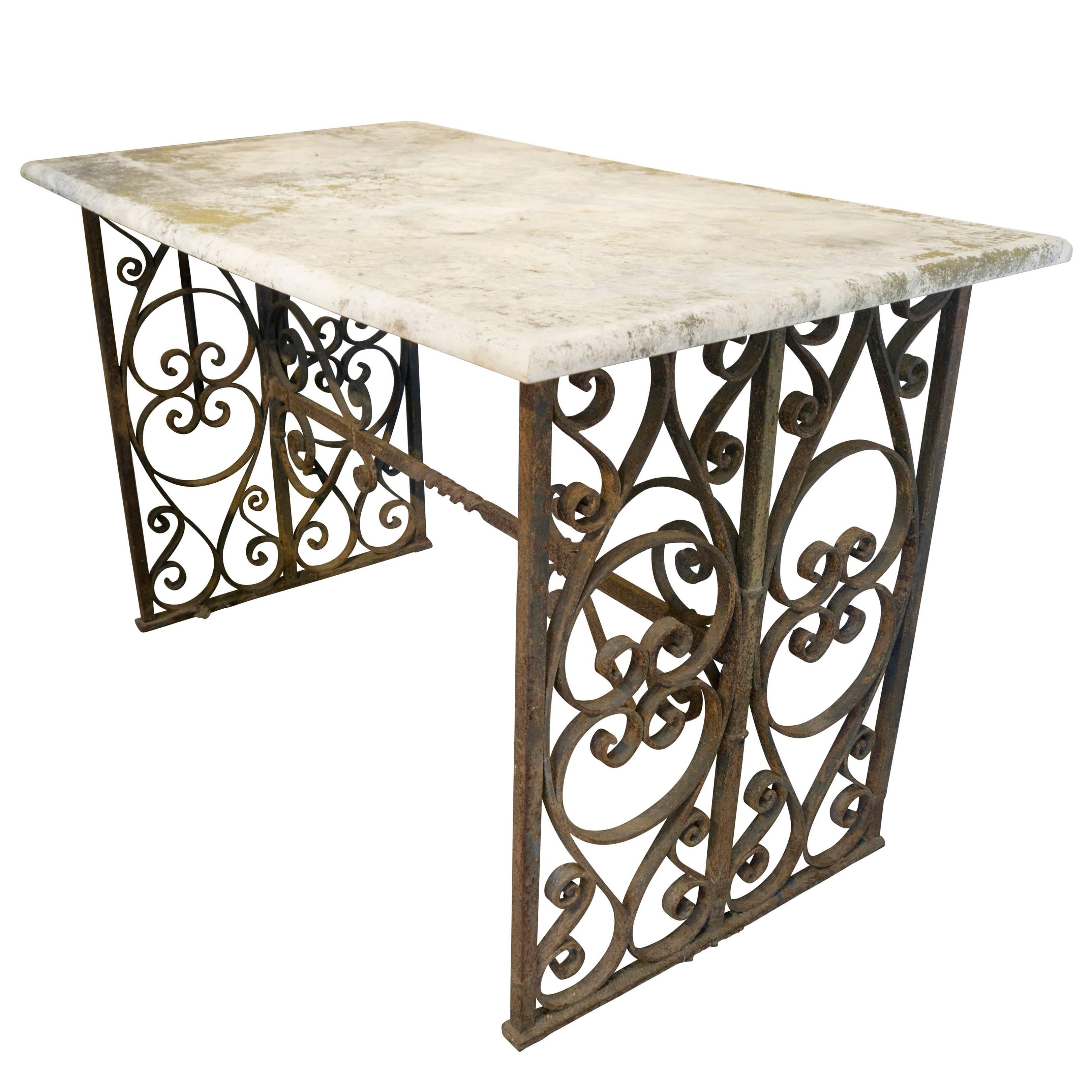 19th Century French Marble-Top Console Table