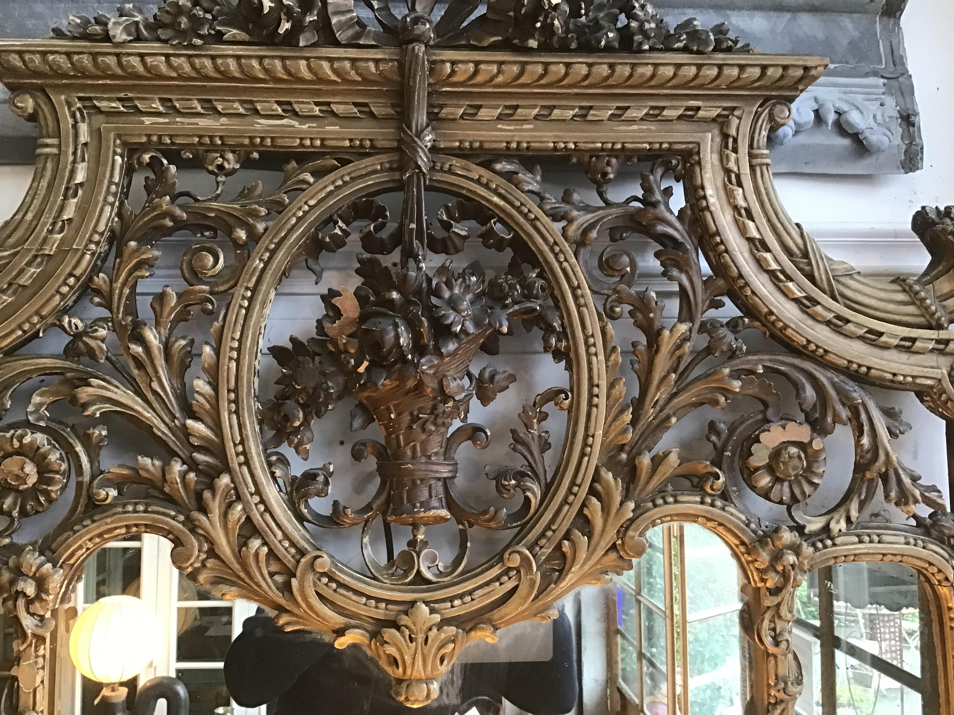 19th Century French Marble-Top Console with Giltwood Framed Mirror from 1890s 3