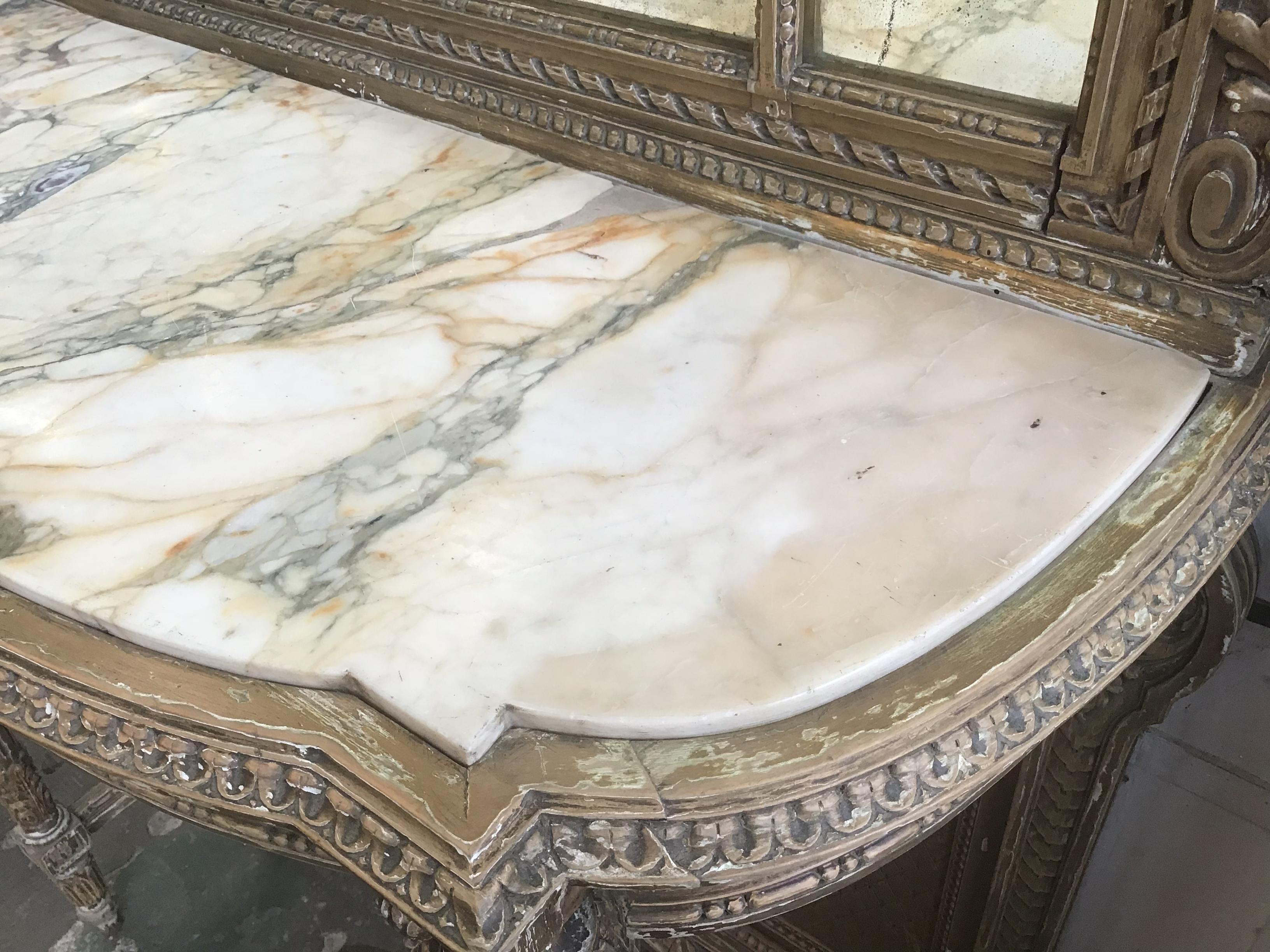 19th Century French Marble-Top Console with Giltwood Framed Mirror from 1890s 9