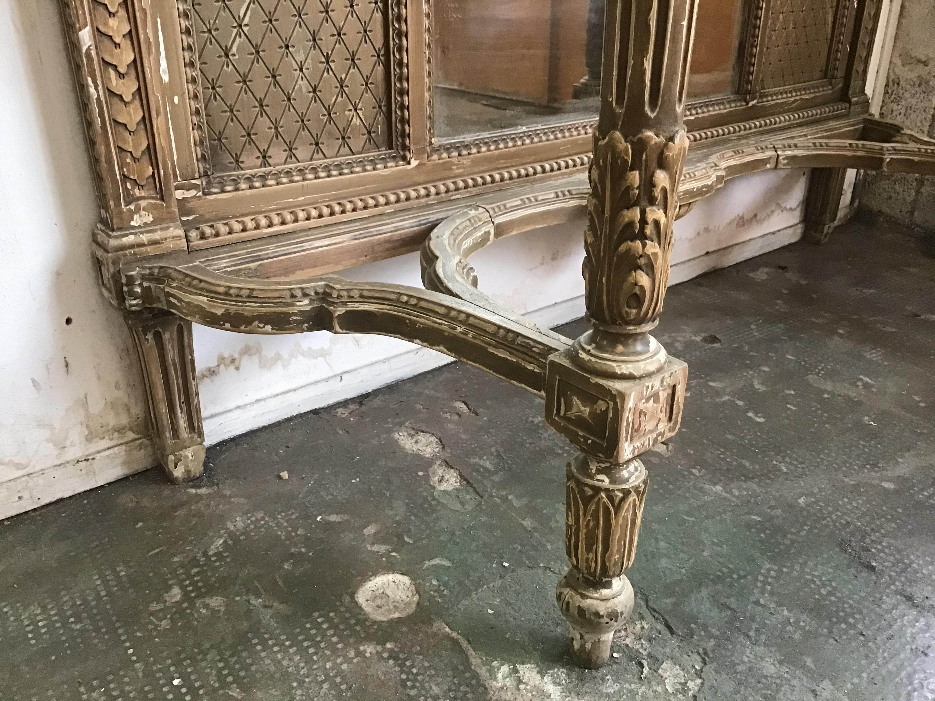 19th Century French Marble-Top Console with Giltwood Framed Mirror from 1890s 1