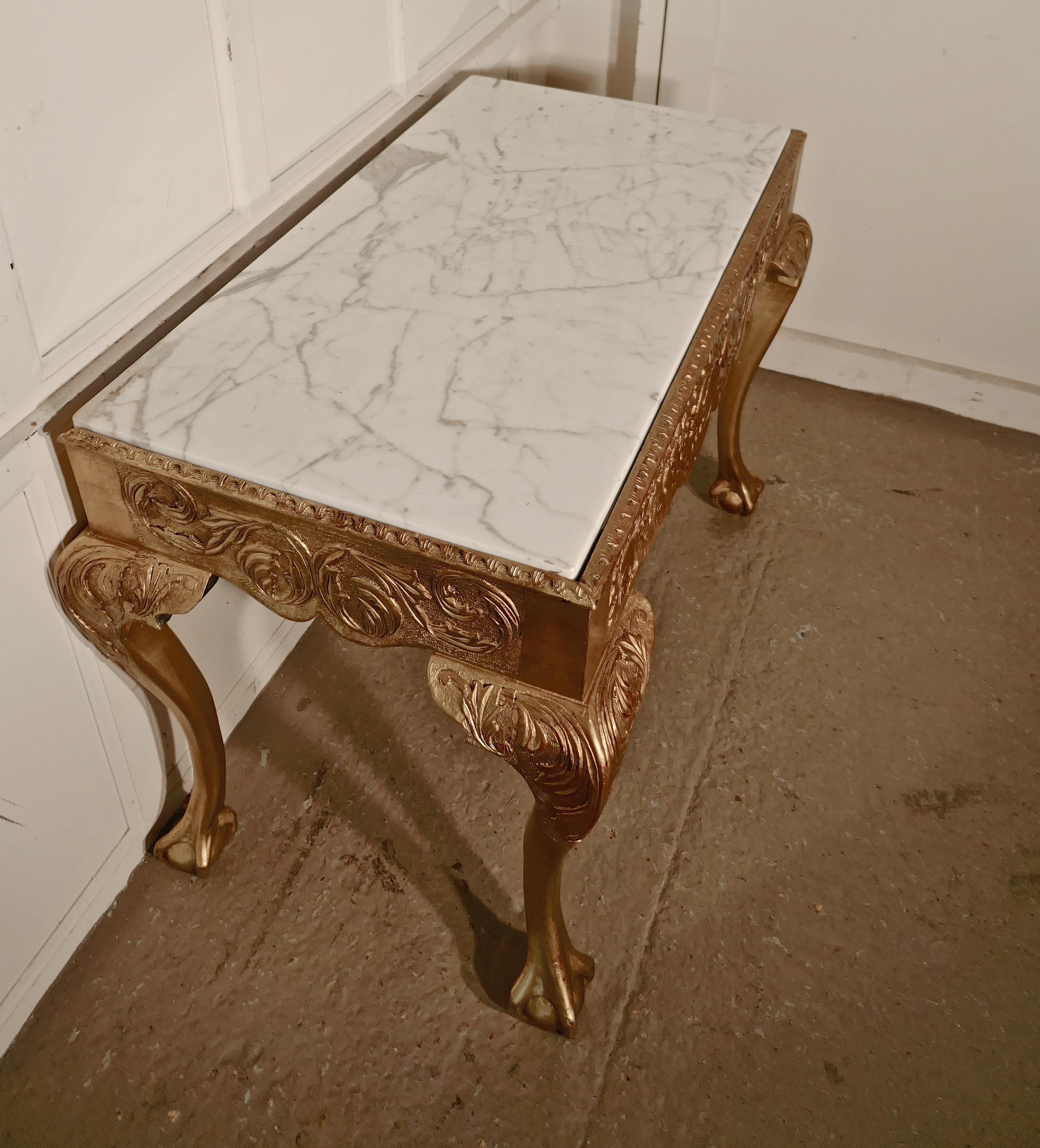 French Provincial 19th Century French Marble-Top Gilt Console or Hall Table