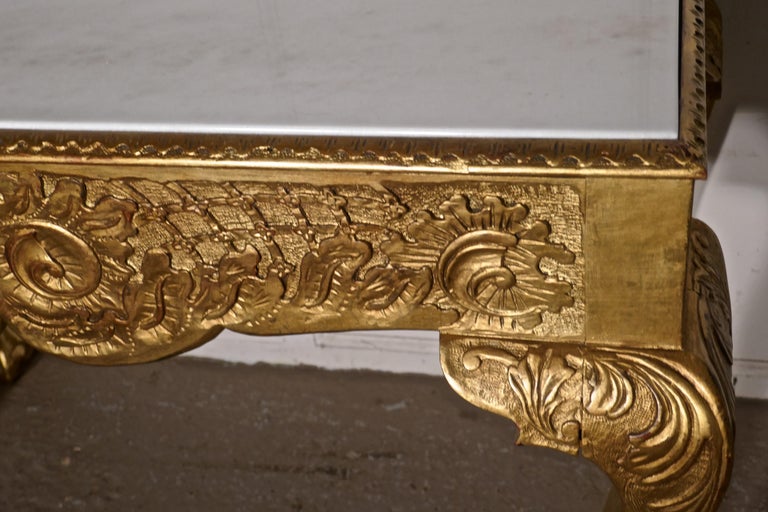 Rococo Revival 19th Century French Marble-Top Gilt Console or Hall Table
