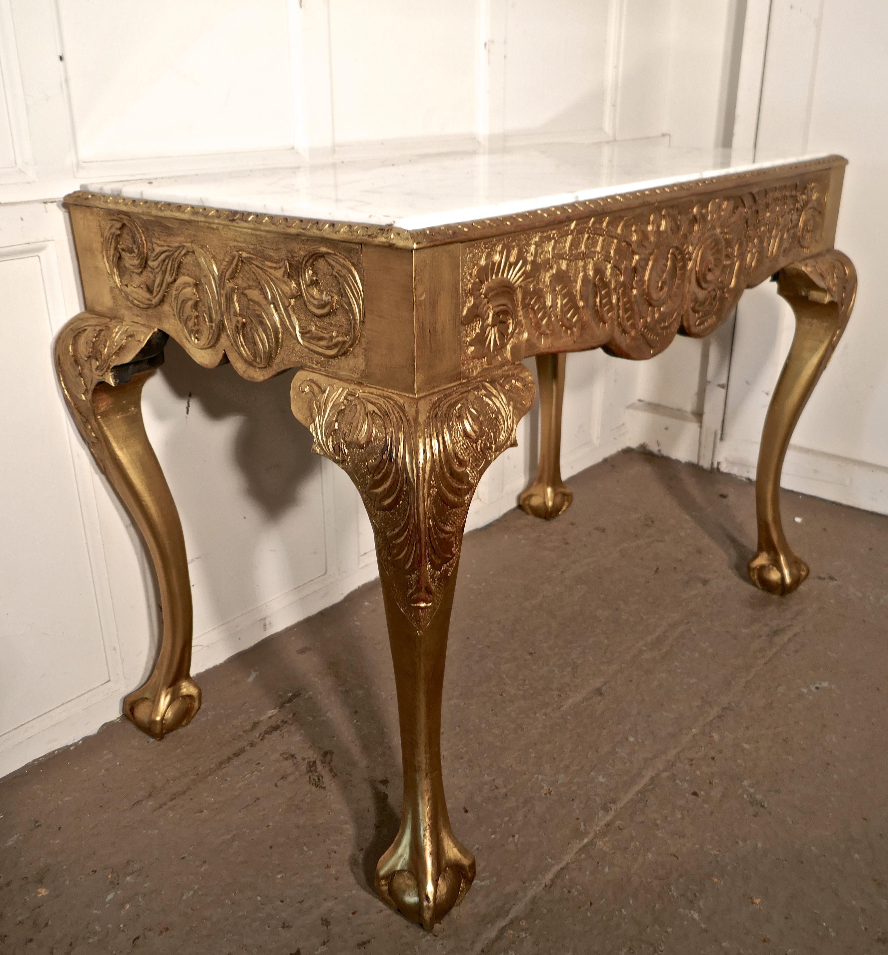 19th Century French Marble-Top Gilt Console or Hall Table In Good Condition In Chillerton, Isle of Wight