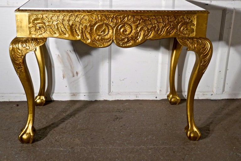 Giltwood 19th Century French Marble-Top Gilt Console or Hall Table